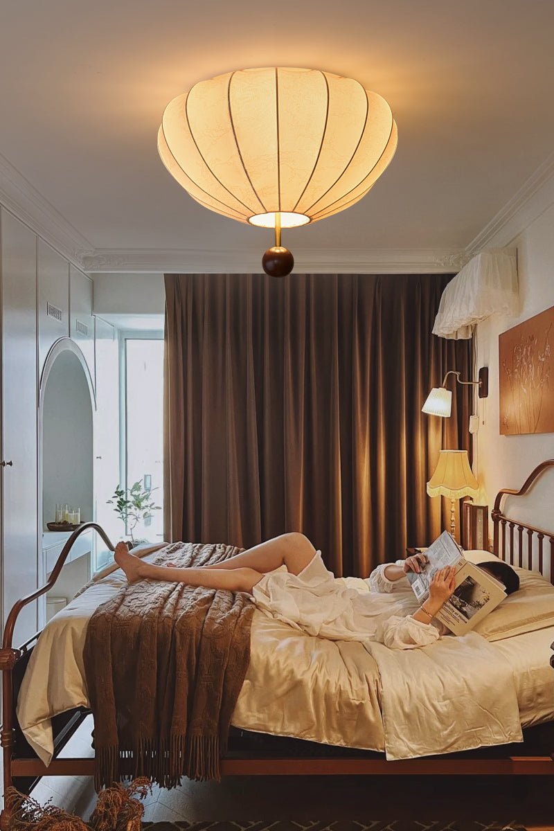 Lustra Ceiling Light Wood Fabric Lantern - Letslighting