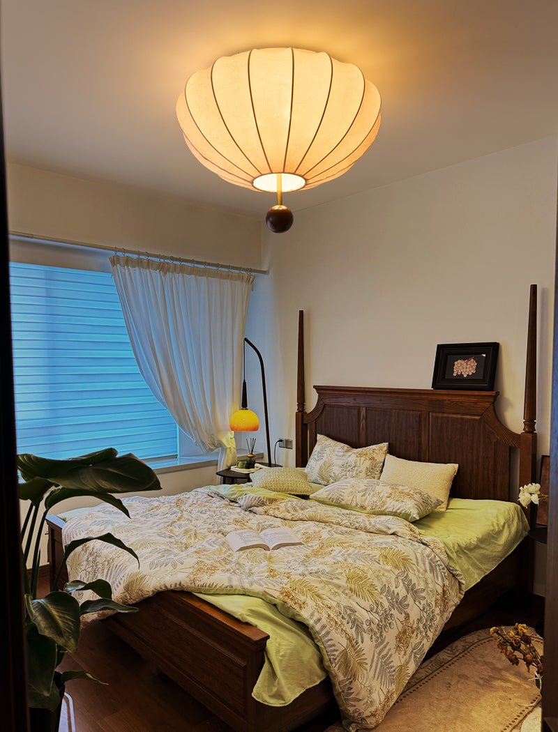 Lustra Ceiling Light Wood Fabric Lantern - Letslighting