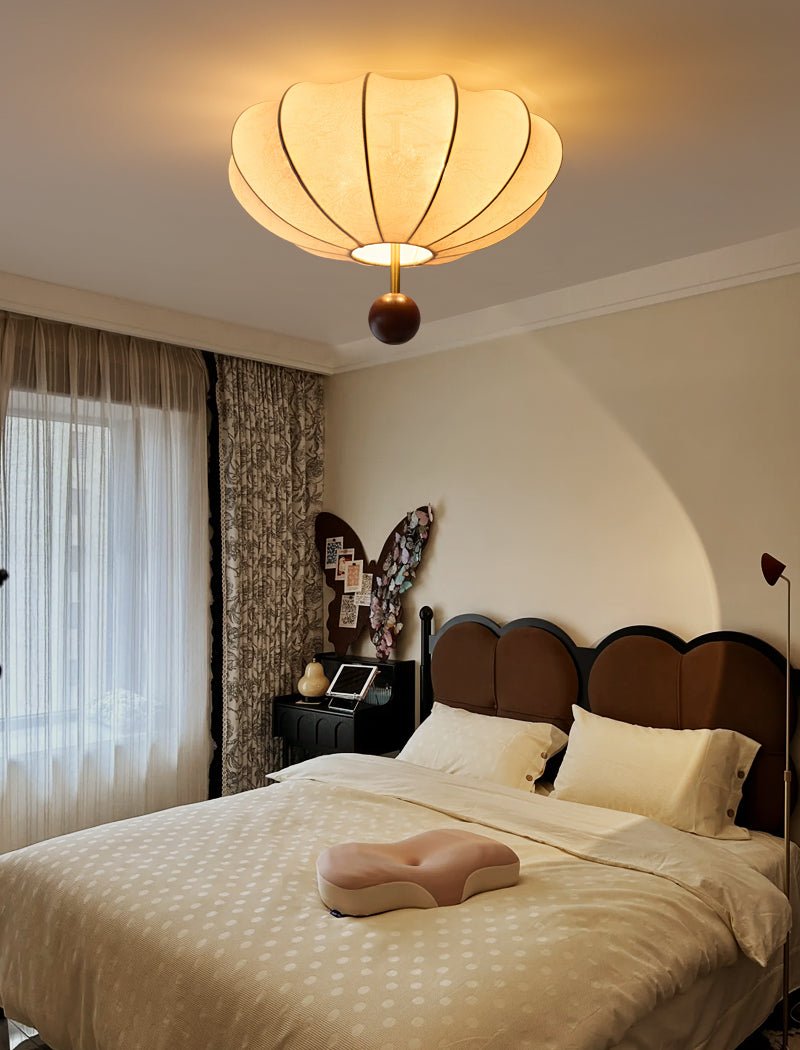 Lustra Ceiling Light Wood Fabric Lantern - Letslighting