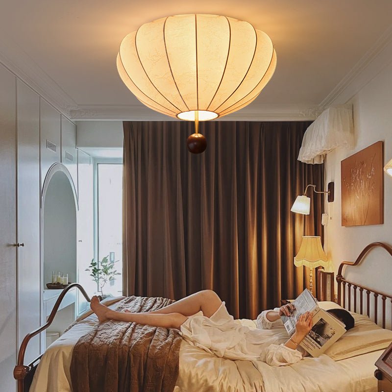 Lustra Ceiling Light Wood Fabric Lantern - Letslighting