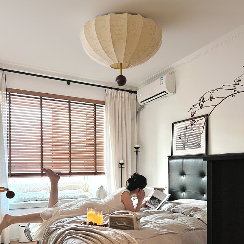 Lustra Ceiling Light Wood Fabric Lantern - Letslighting