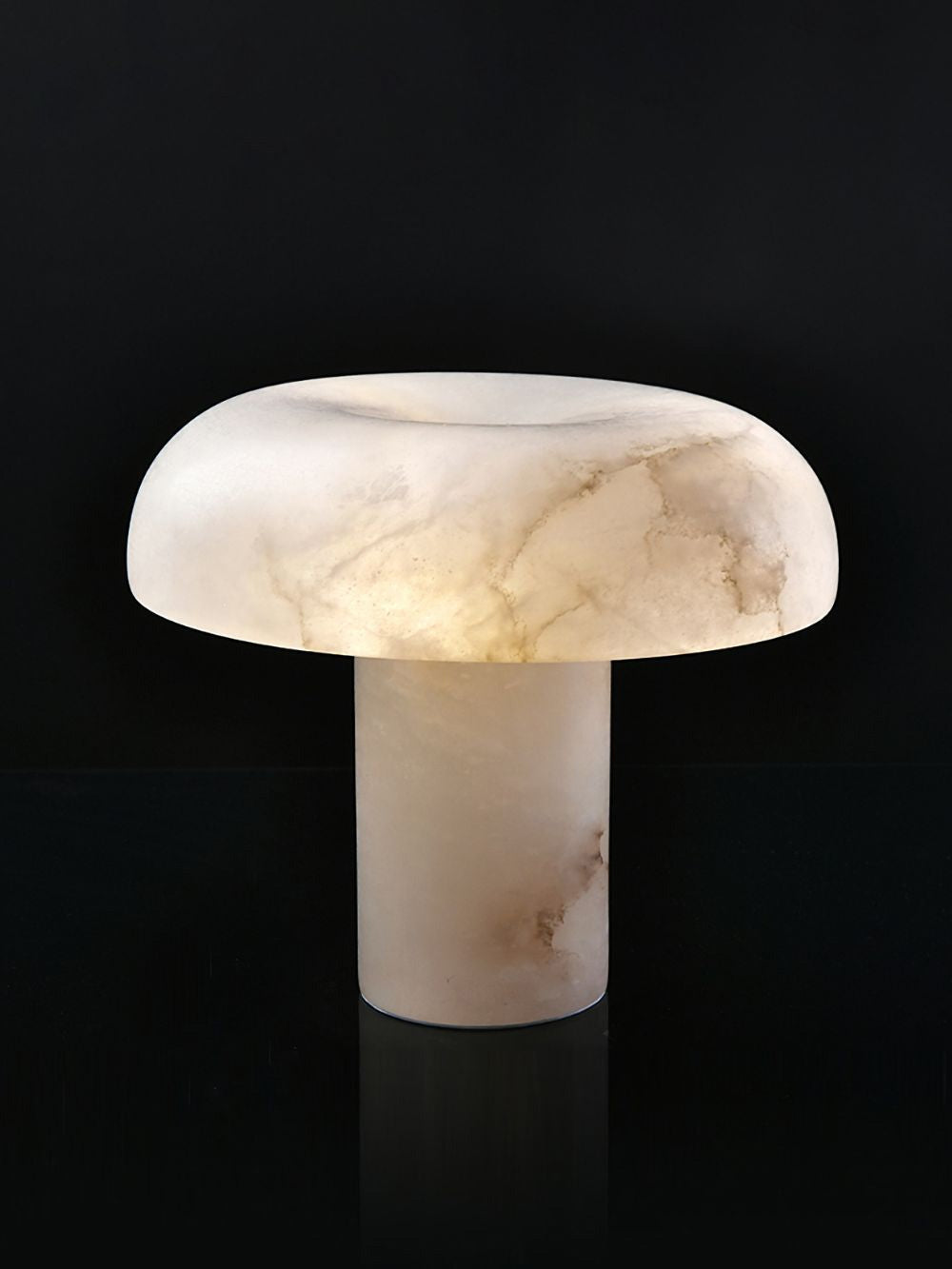Table Lamp Alabaster Mushroom Shade Brass Base Sculptural Warm - Letslighting