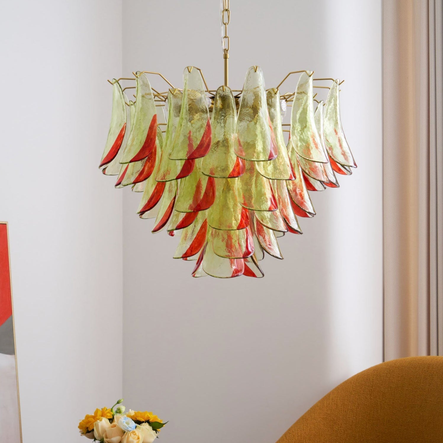 Aurora Chandelier Murano Glass Petal Elegant - Letslighting