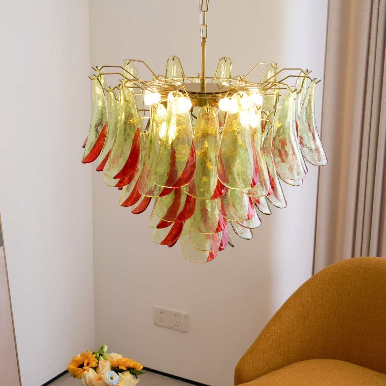 Aurora Chandelier Murano Glass Petal Elegant - Letslighting