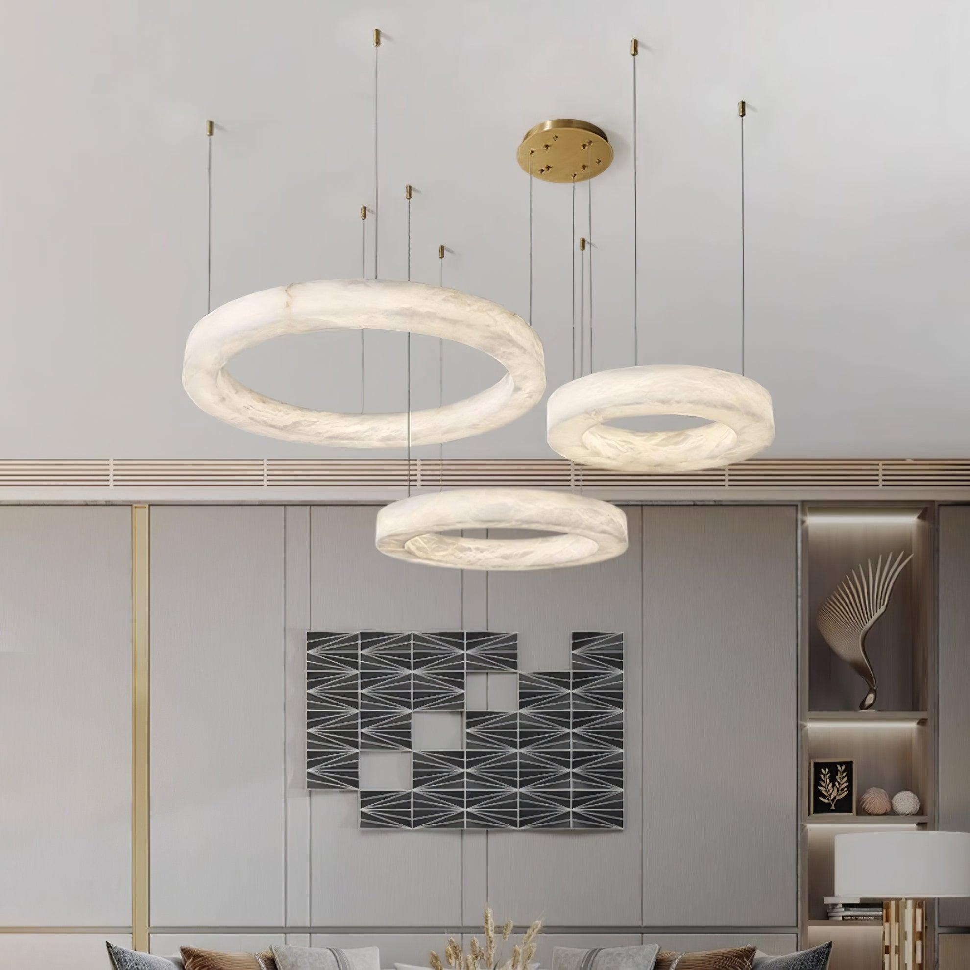 Olloros Alabaster Multi-Ring Pendant Light - Letslighting