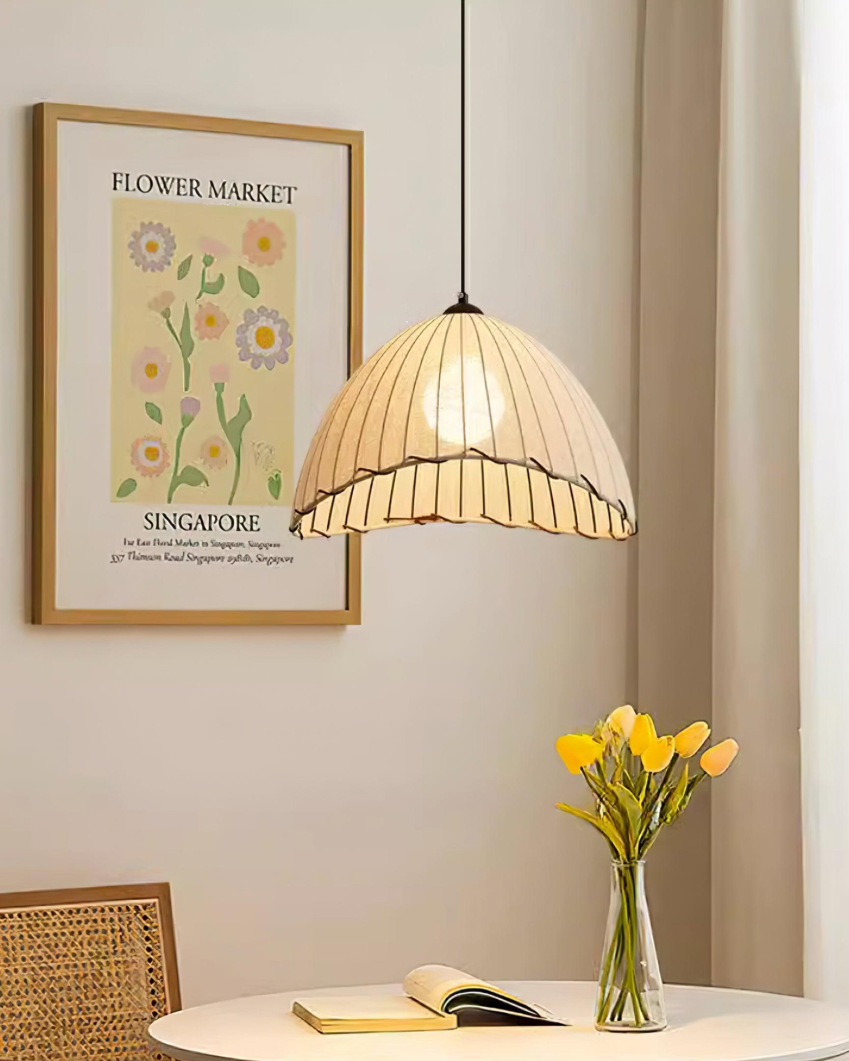 Eclipta Fabric Linen Pendant Light - Letslighting