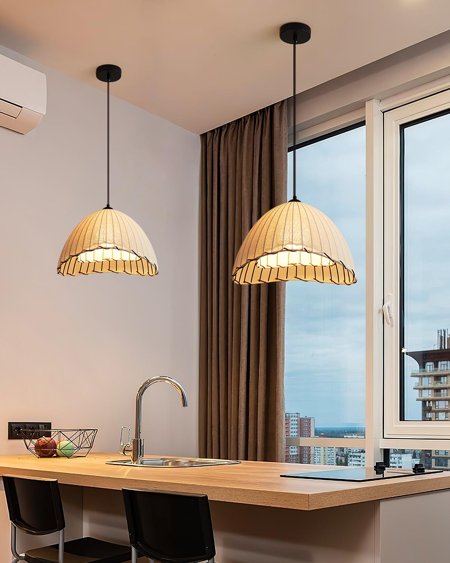 Eclipta Fabric Linen Pendant Light - Letslighting