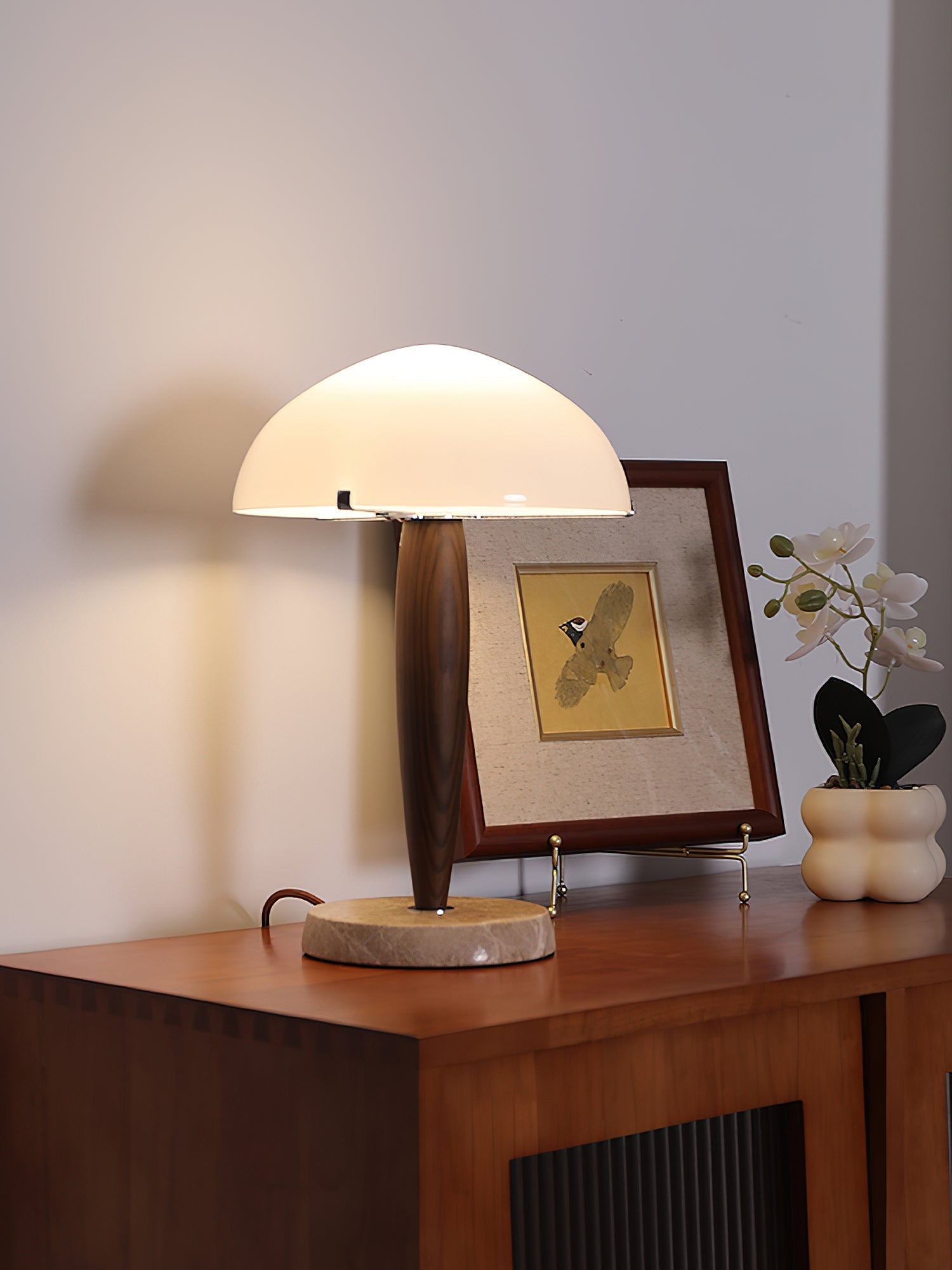 Marlo Modern Marble & Wood Table Lamp