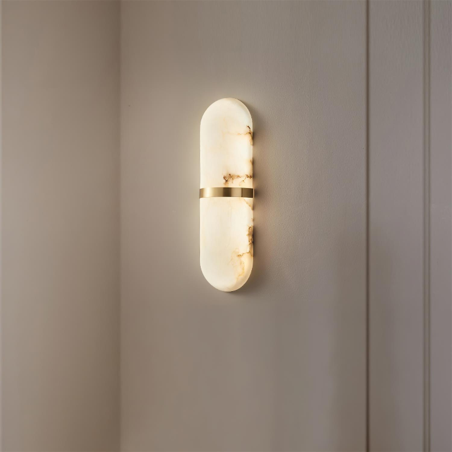Wall Lamp Alabaster Capsule Brass Band Soft Luxe Ambient Glow - Letslighting