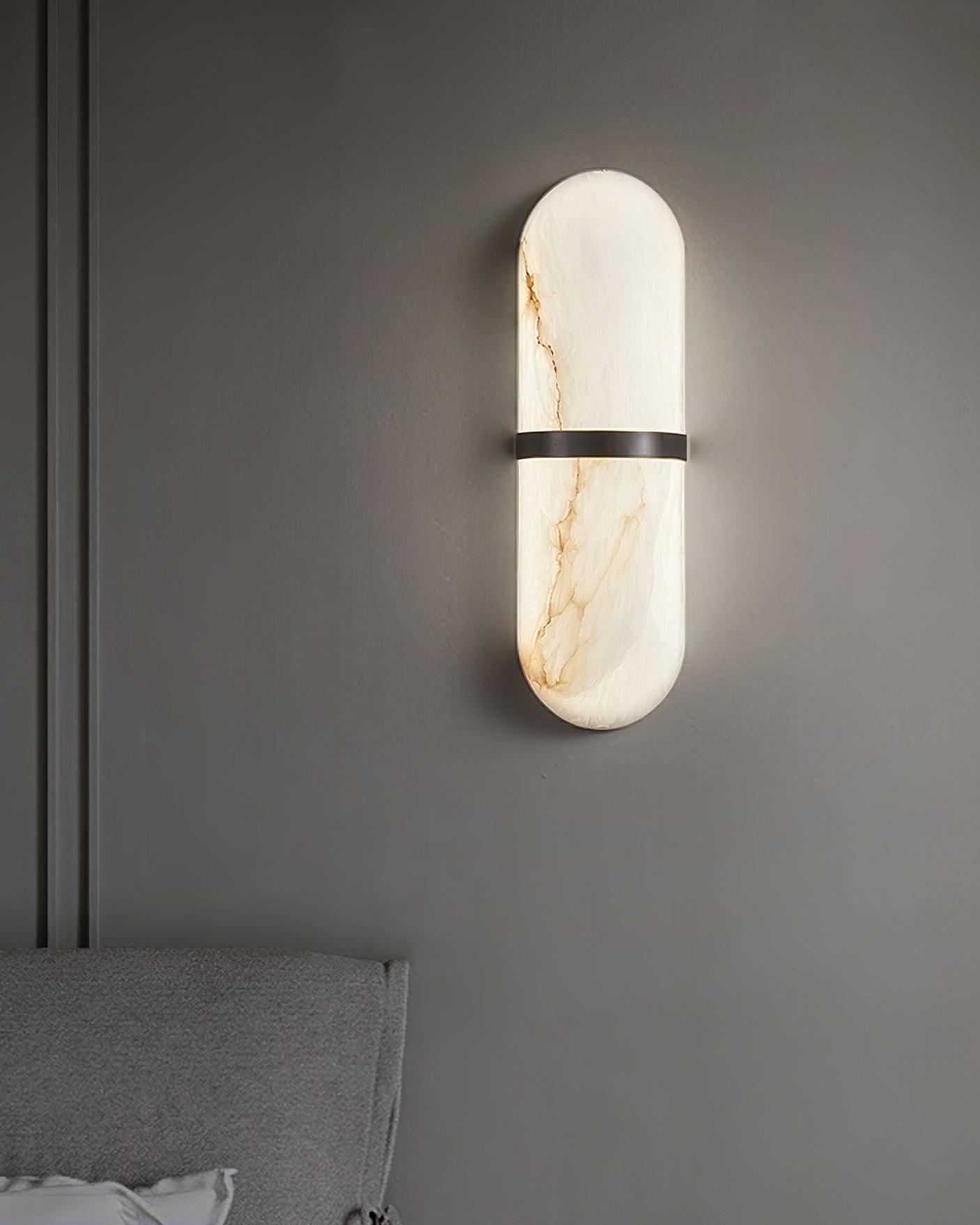 Wall Lamp Alabaster Capsule Brass Band Soft Luxe Ambient Glow - Letslighting