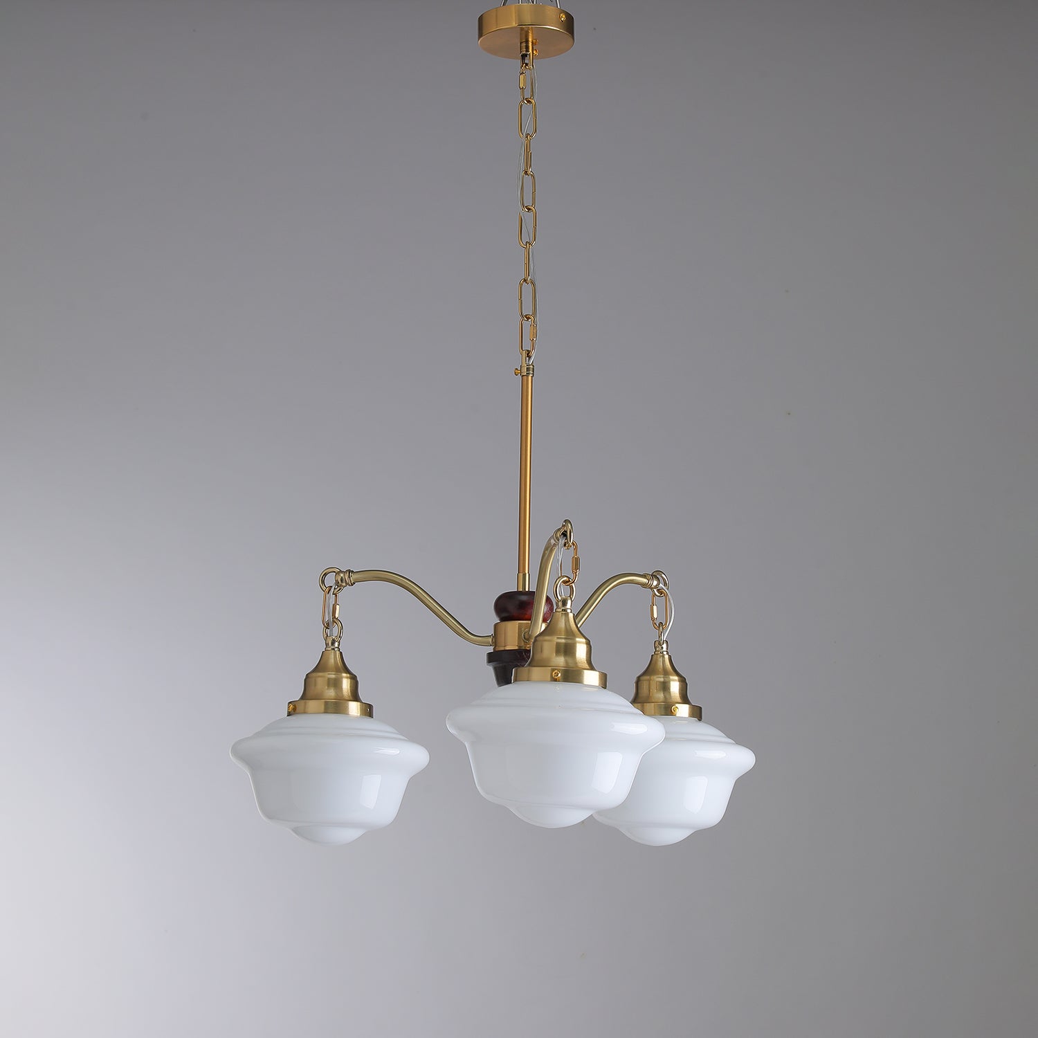 Lustra Chandelier Brass Wood Frosted Glass Classic - Letslighting