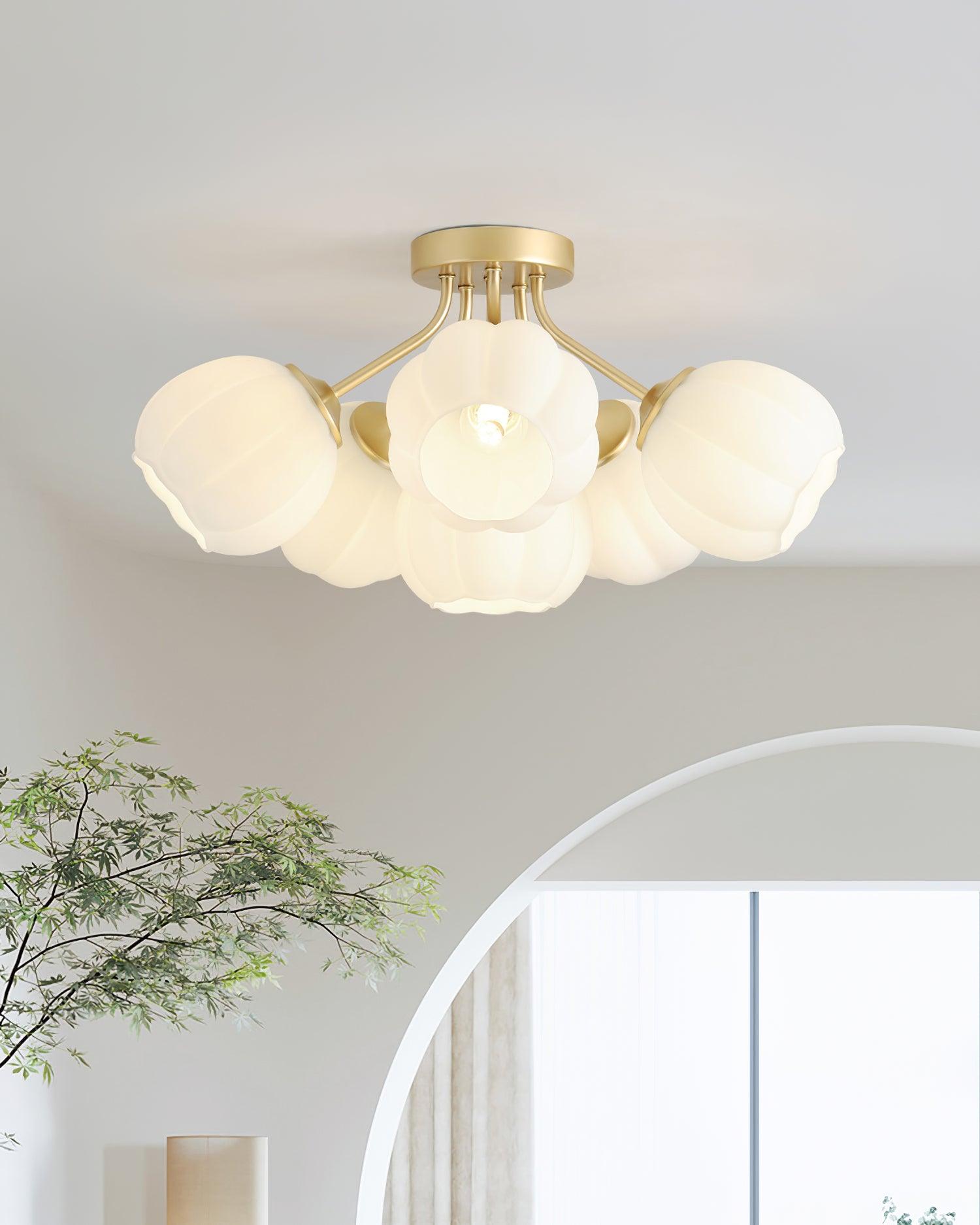 Ceiling Light Petal Globe Cluster Soft Glow Romantic Floral - Letslighting