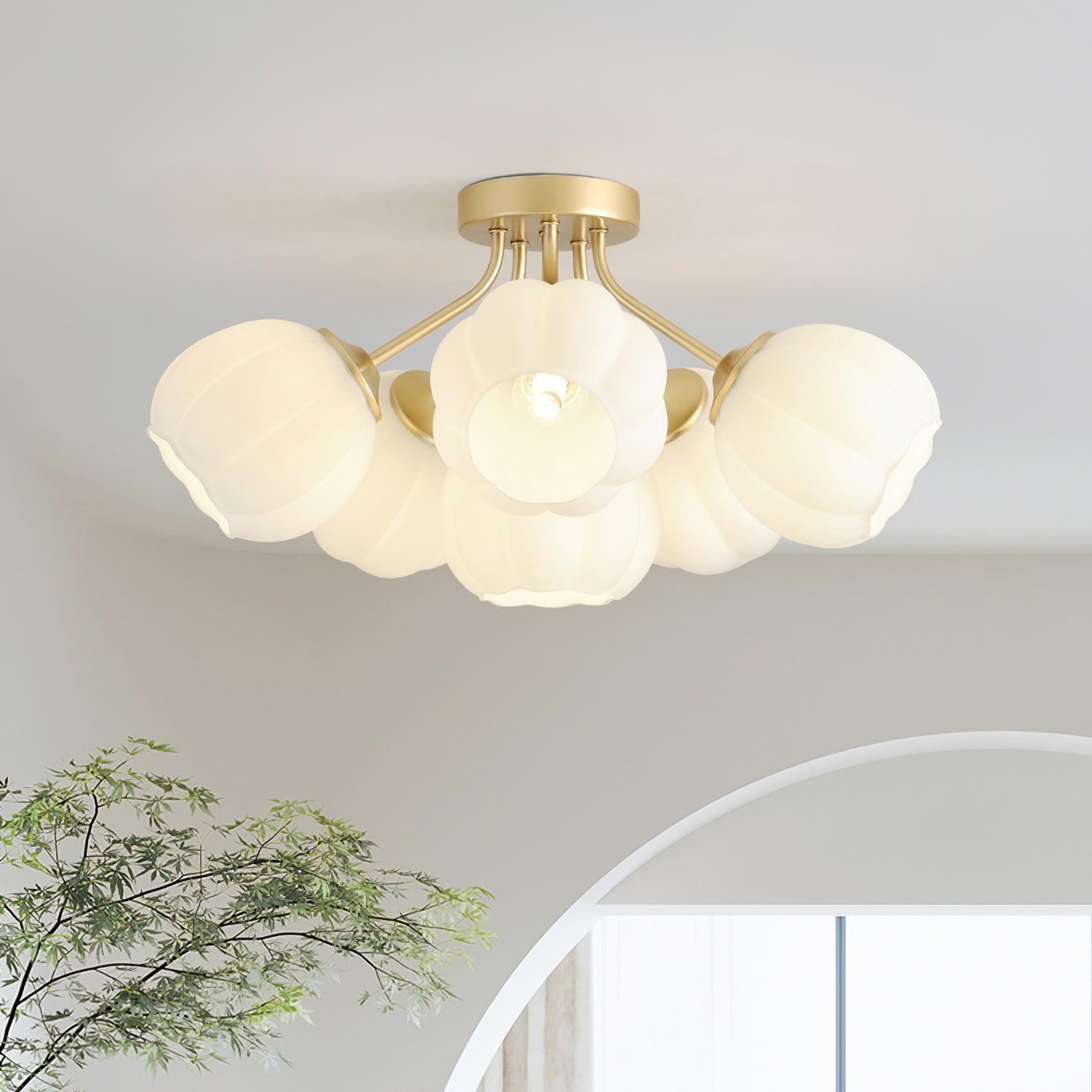 Ceiling Light Petal Globe Cluster Soft Glow Romantic Floral - Letslighting