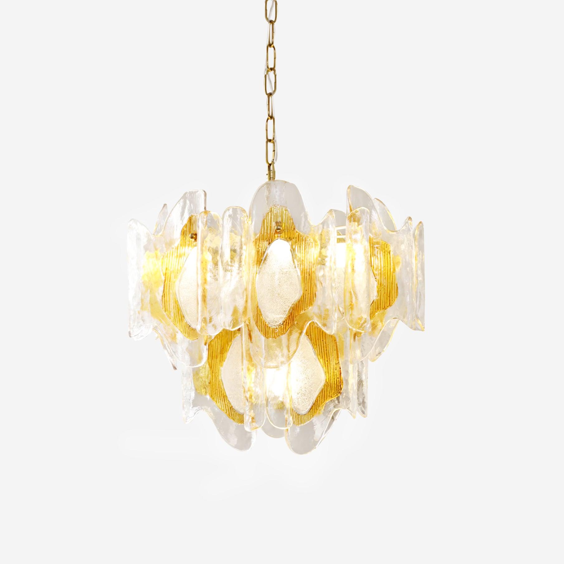 Marrina Chandelier Amber Wave Glass Vintage - Letslighting