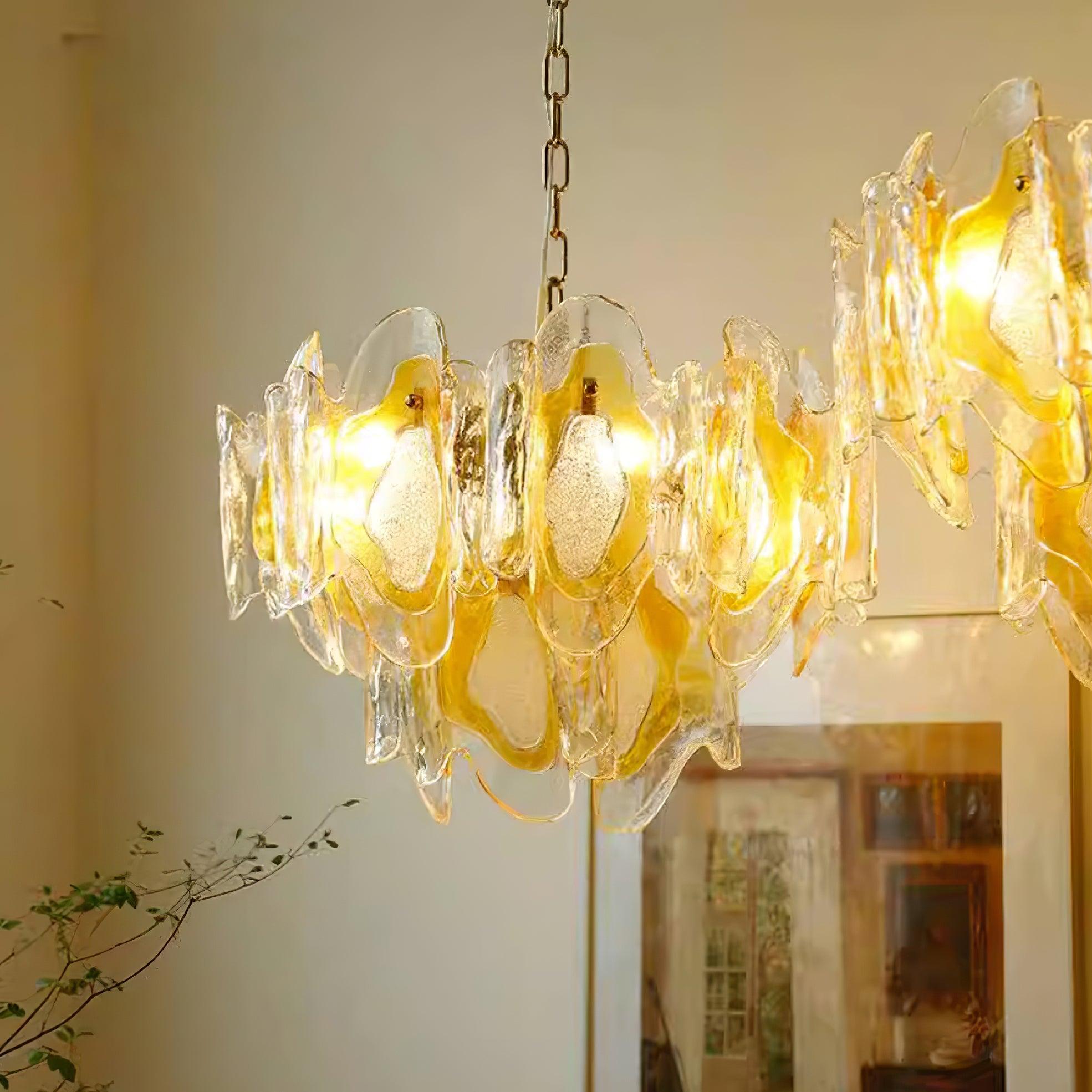 Marrina Chandelier Vintage Amber Glass Elegance - Letslighting