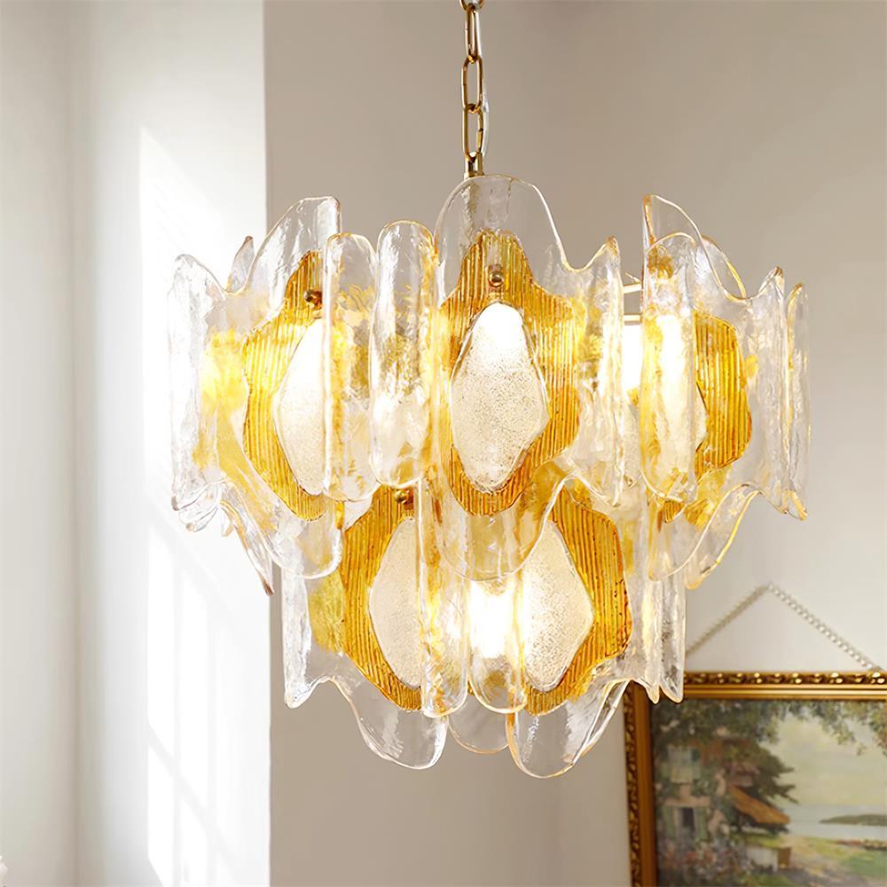 Marrina Chandelier Vintage Amber Glass Elegance - Letslighting