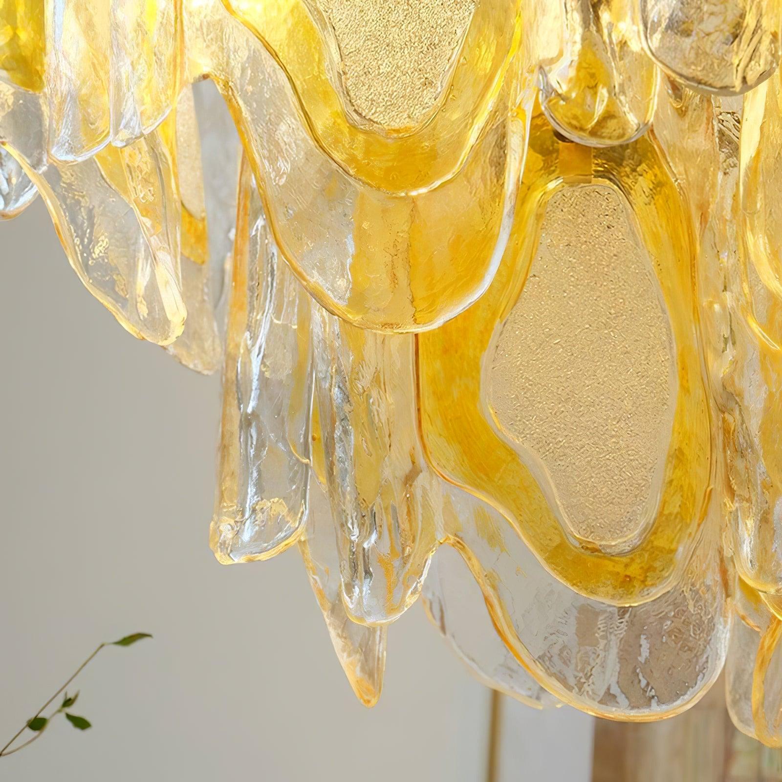Marrina Chandelier Amber Wave Glass Vintage - Letslighting