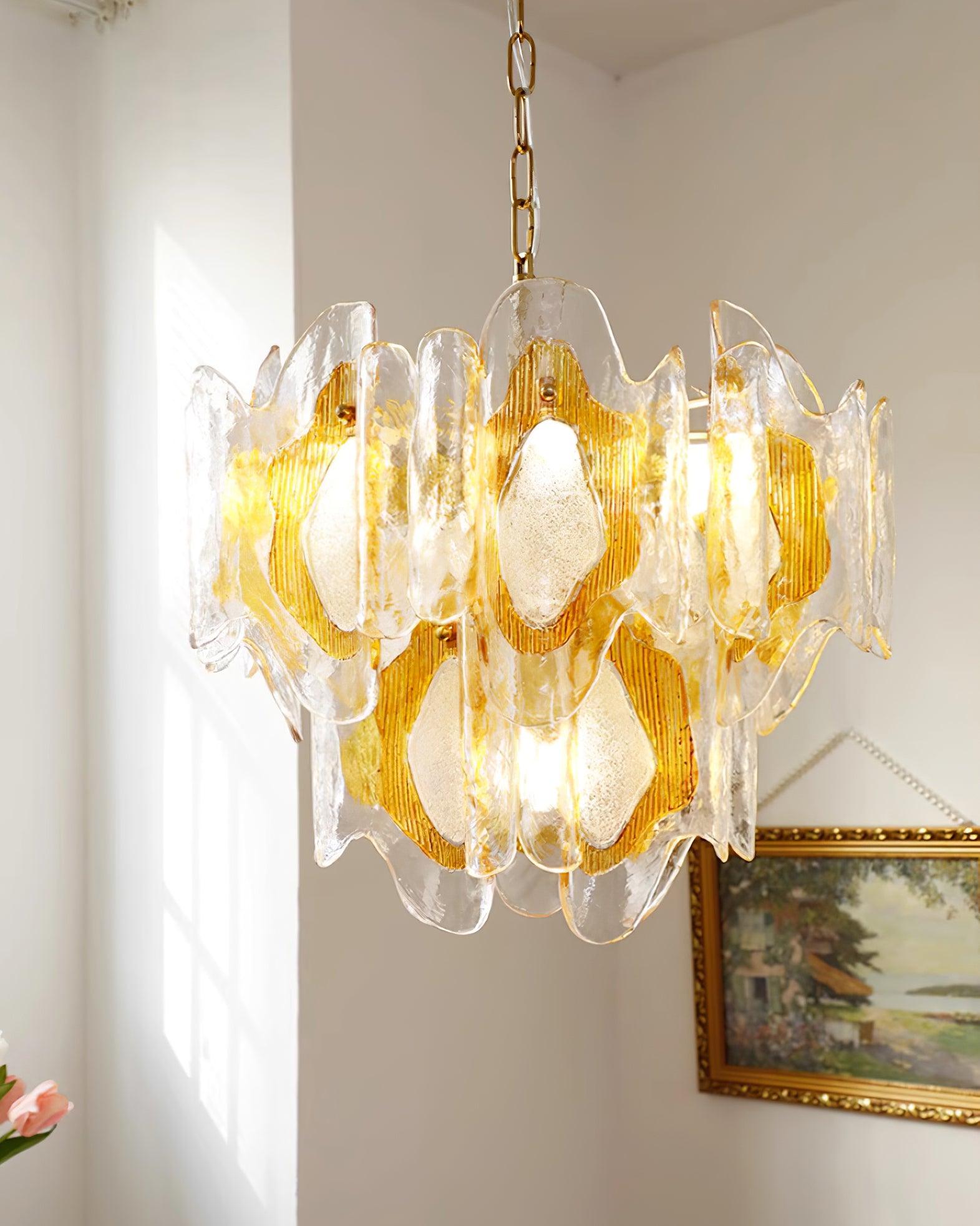 Marrina Chandelier Vintage Amber Glass Elegance - Letslighting