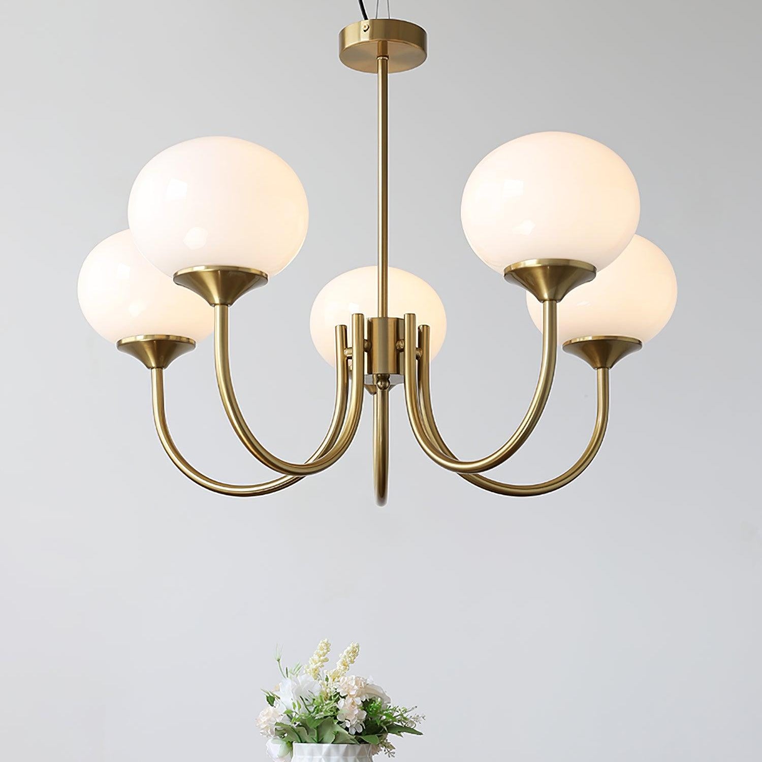 Lustra Chandelier Pink Glass Globe Gold - Letslighting