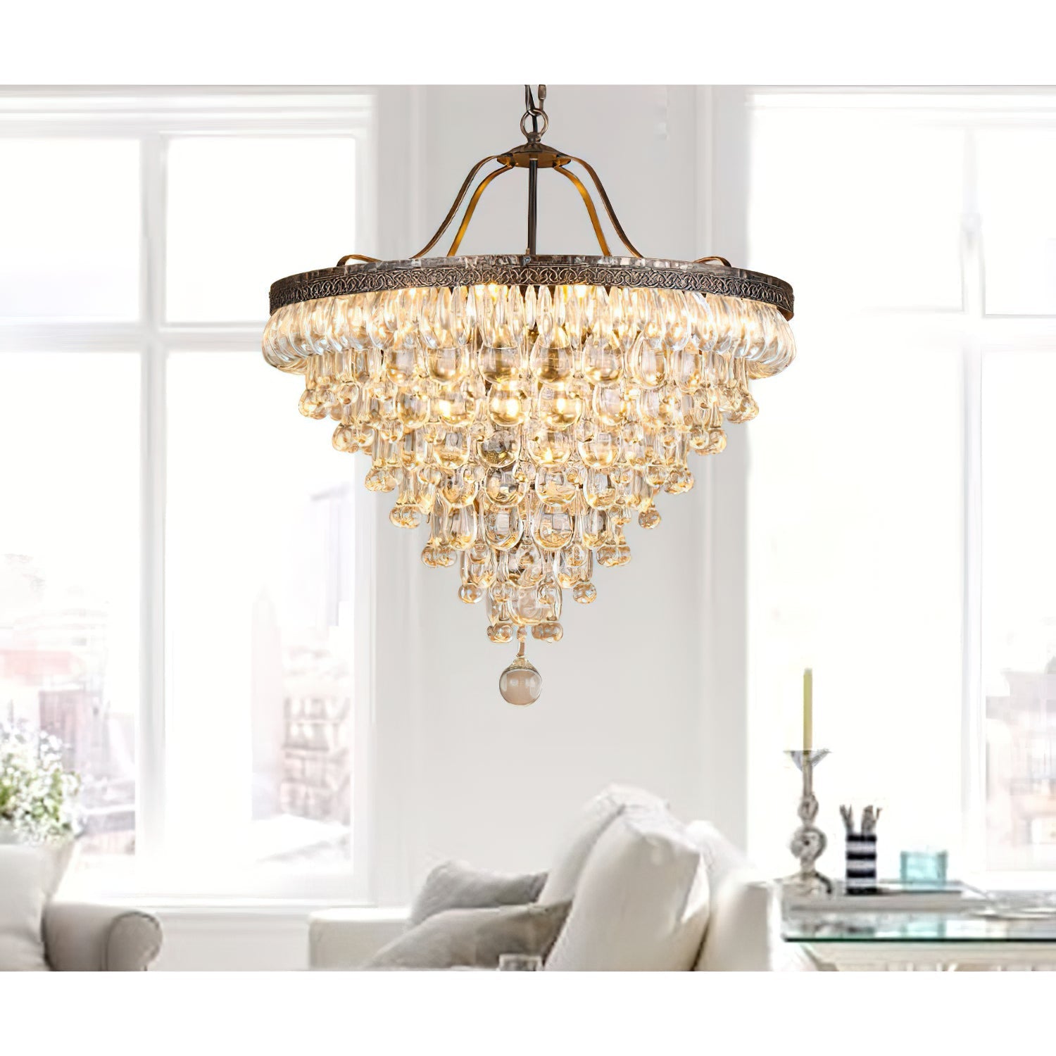 Blink Unique Inverted Pyramid Crystal Chandelier - Letslighting