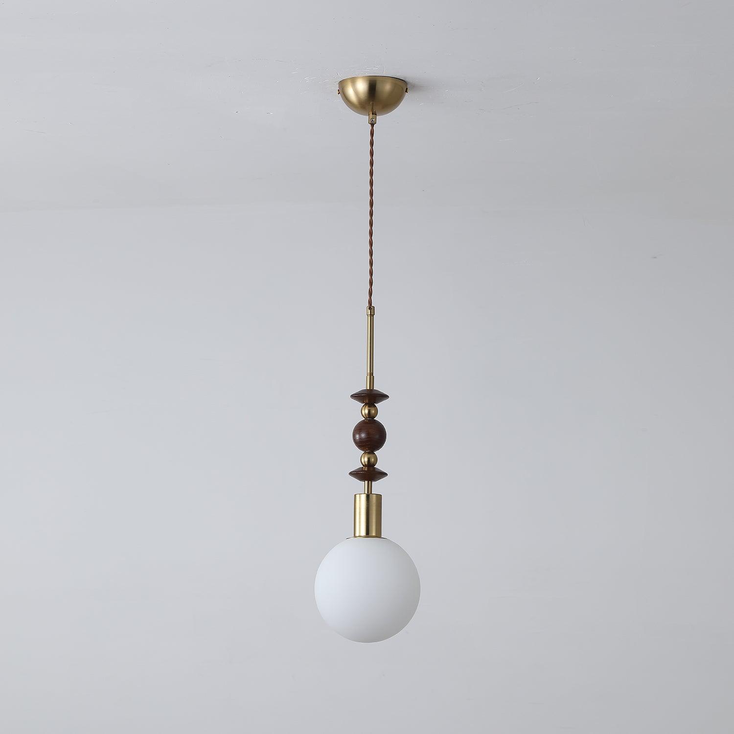 Aira Vintage Globe Pendant Light Wooden Beads