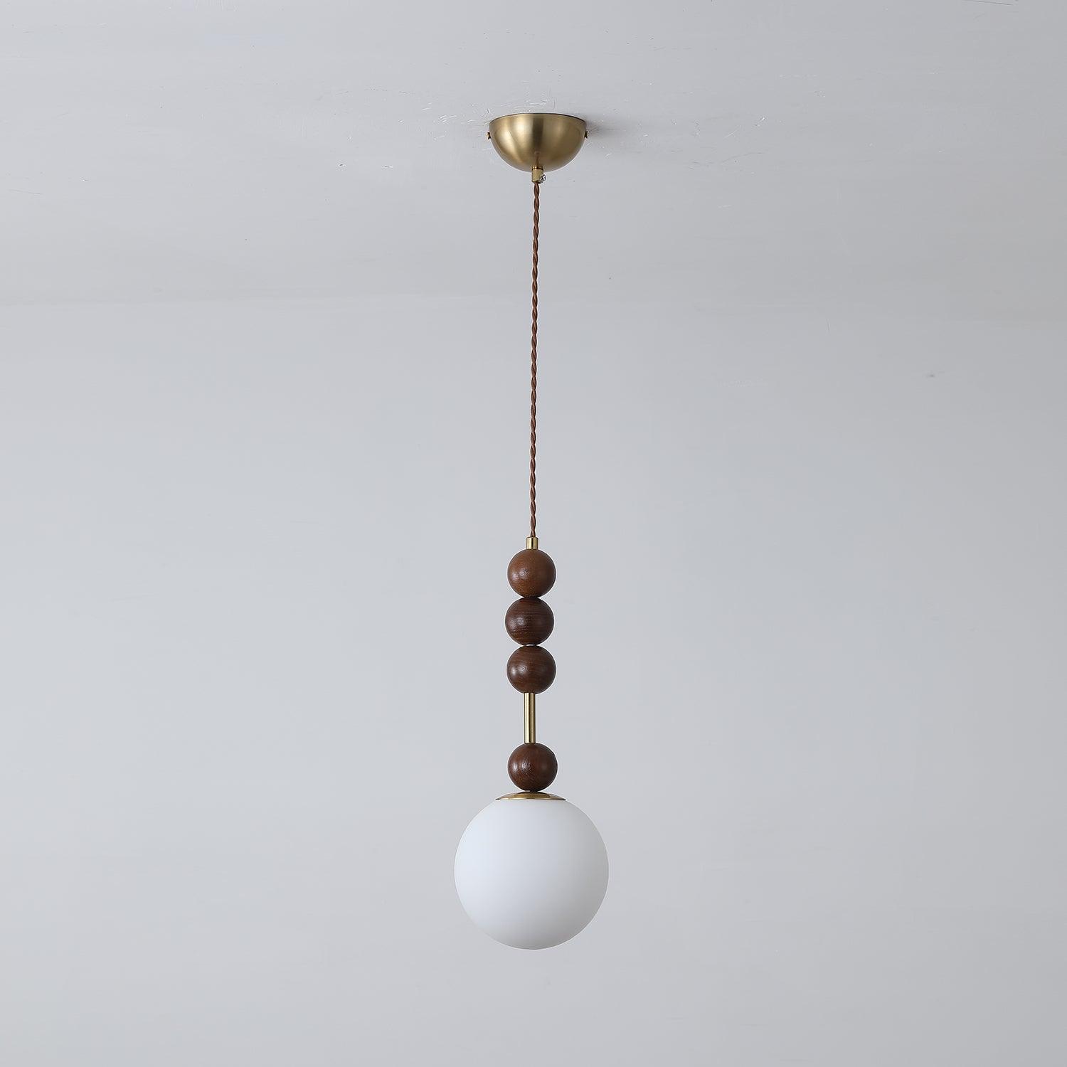 Aira Vintage Globe Pendant Light Wooden Beads