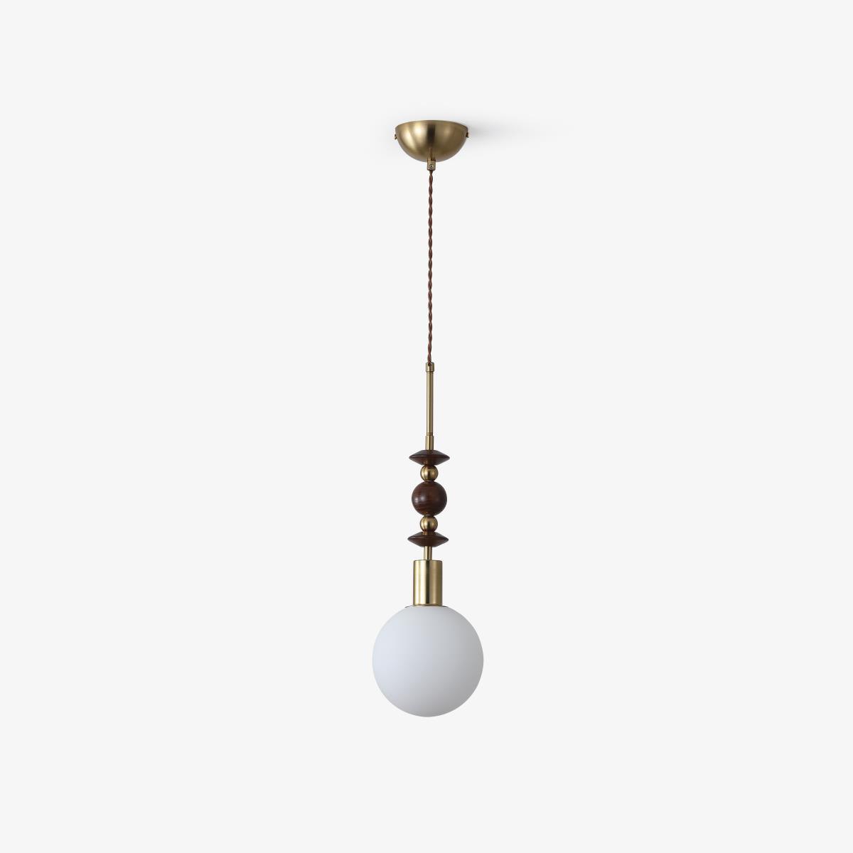 Aira Vintage Globe Pendant Light Wooden Beads