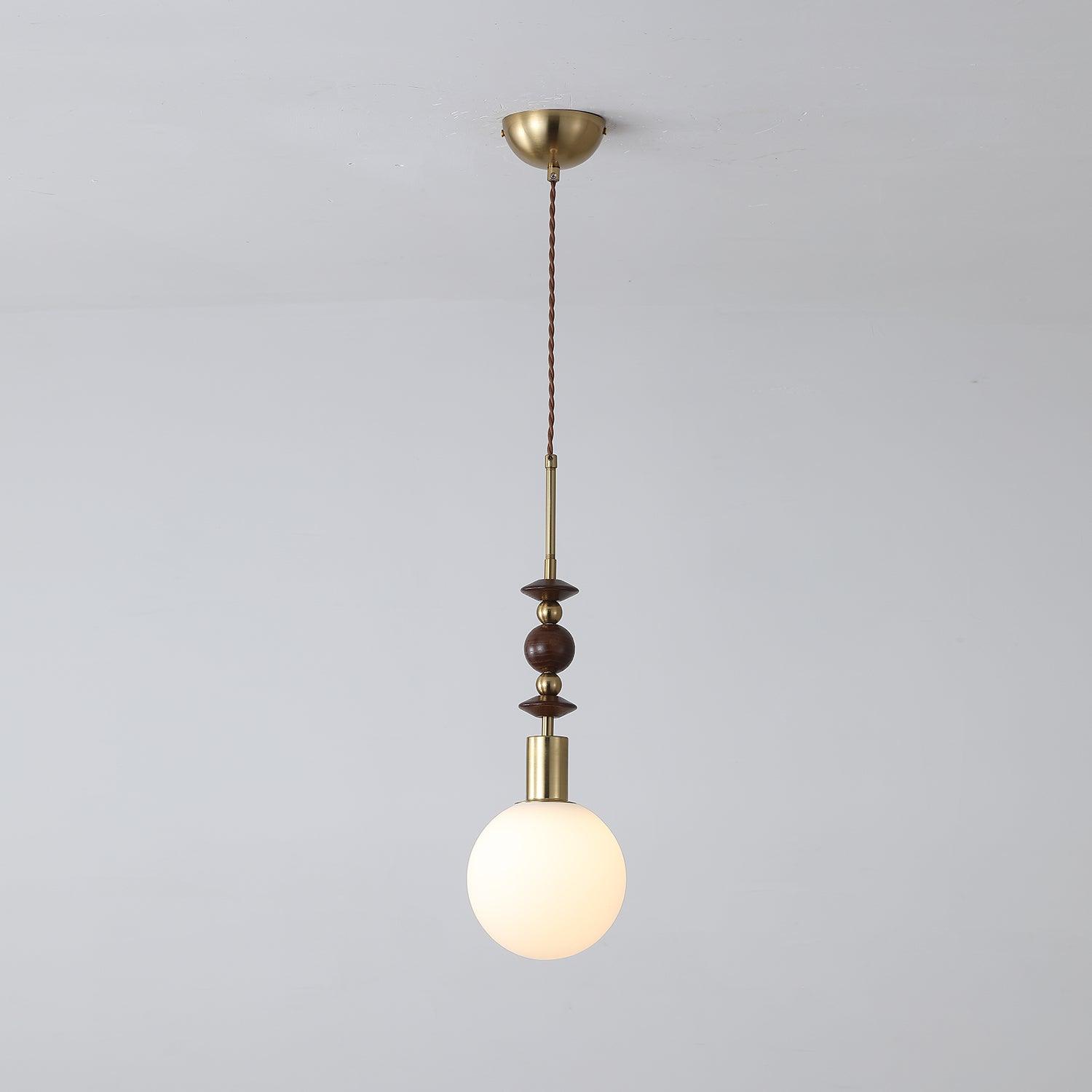 Aira Vintage Globe Pendant Light Wooden Beads