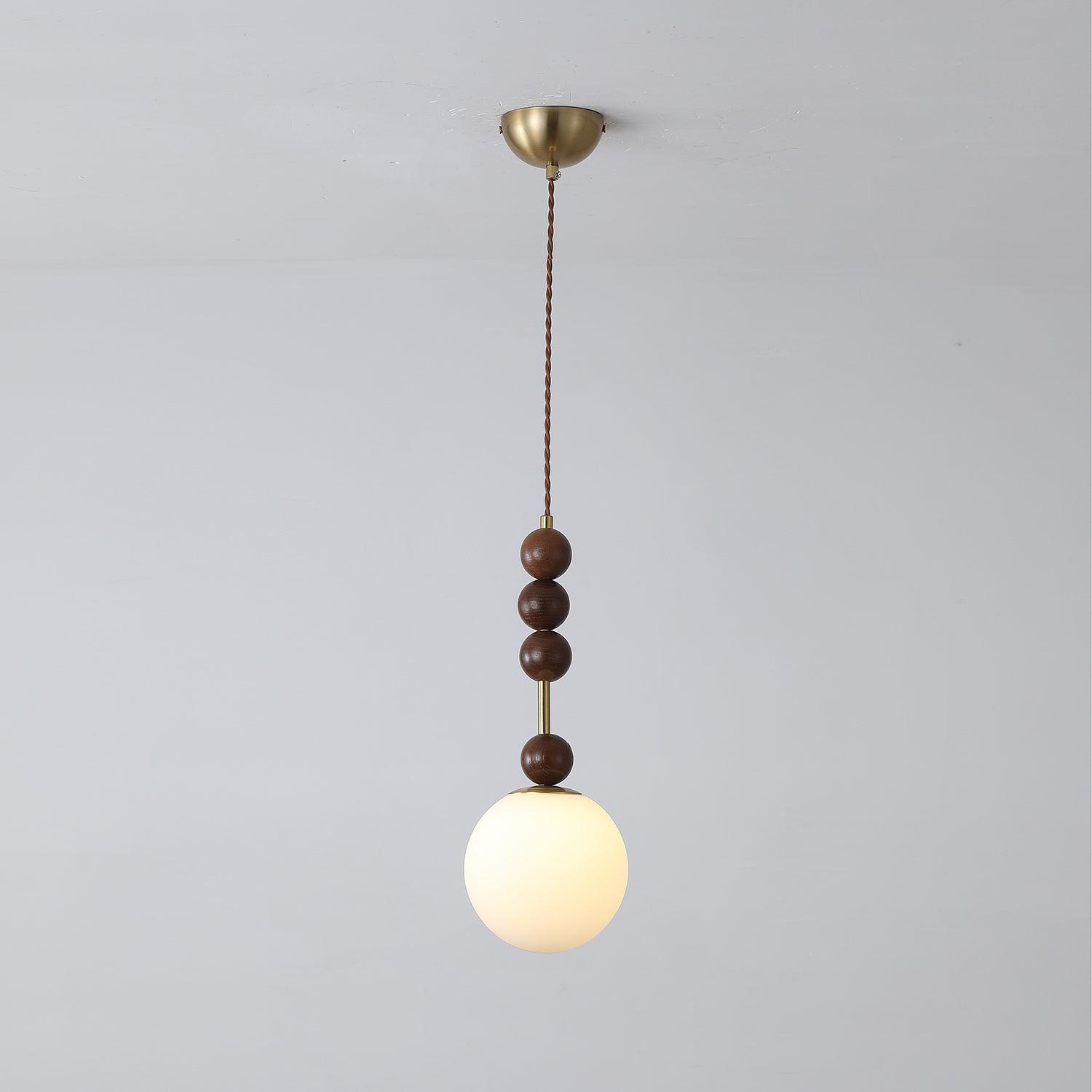 Aira Vintage Globe Pendant Light Wooden Beads