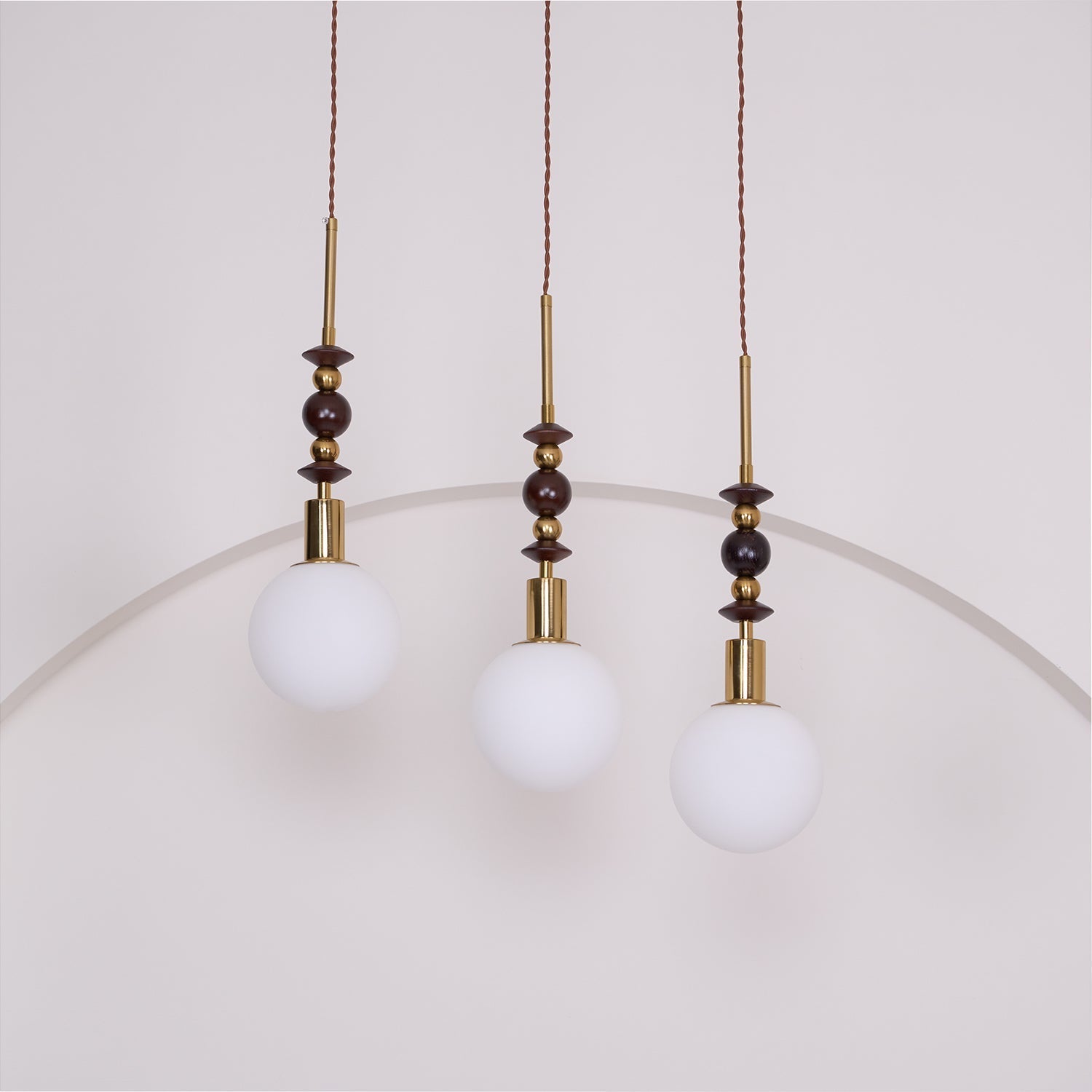 Aira Vintage Globe Pendant Light Wooden Beads