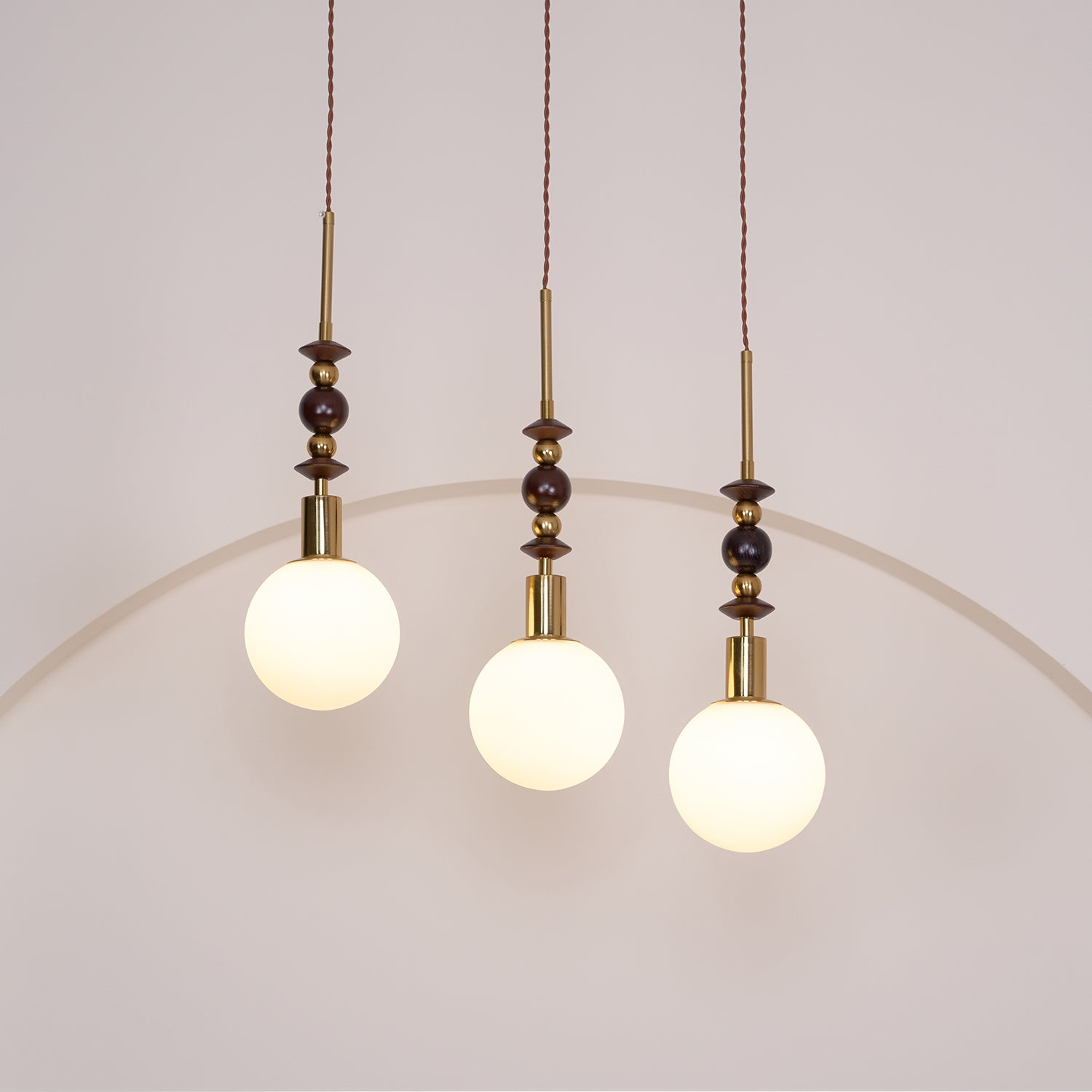 Aira Vintage Globe Pendant Light Wooden Beads