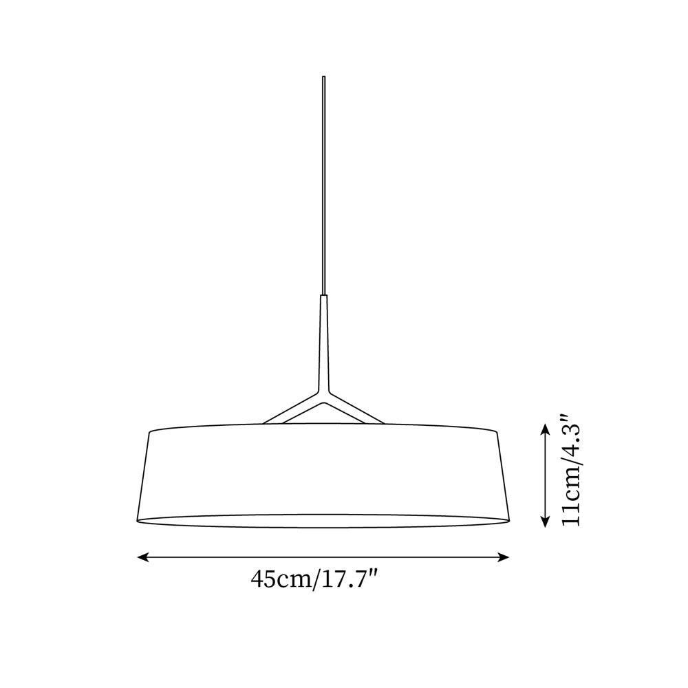 Pendant Lamp White Fabric Drum Black Stem Sleek Modern - Letslighting