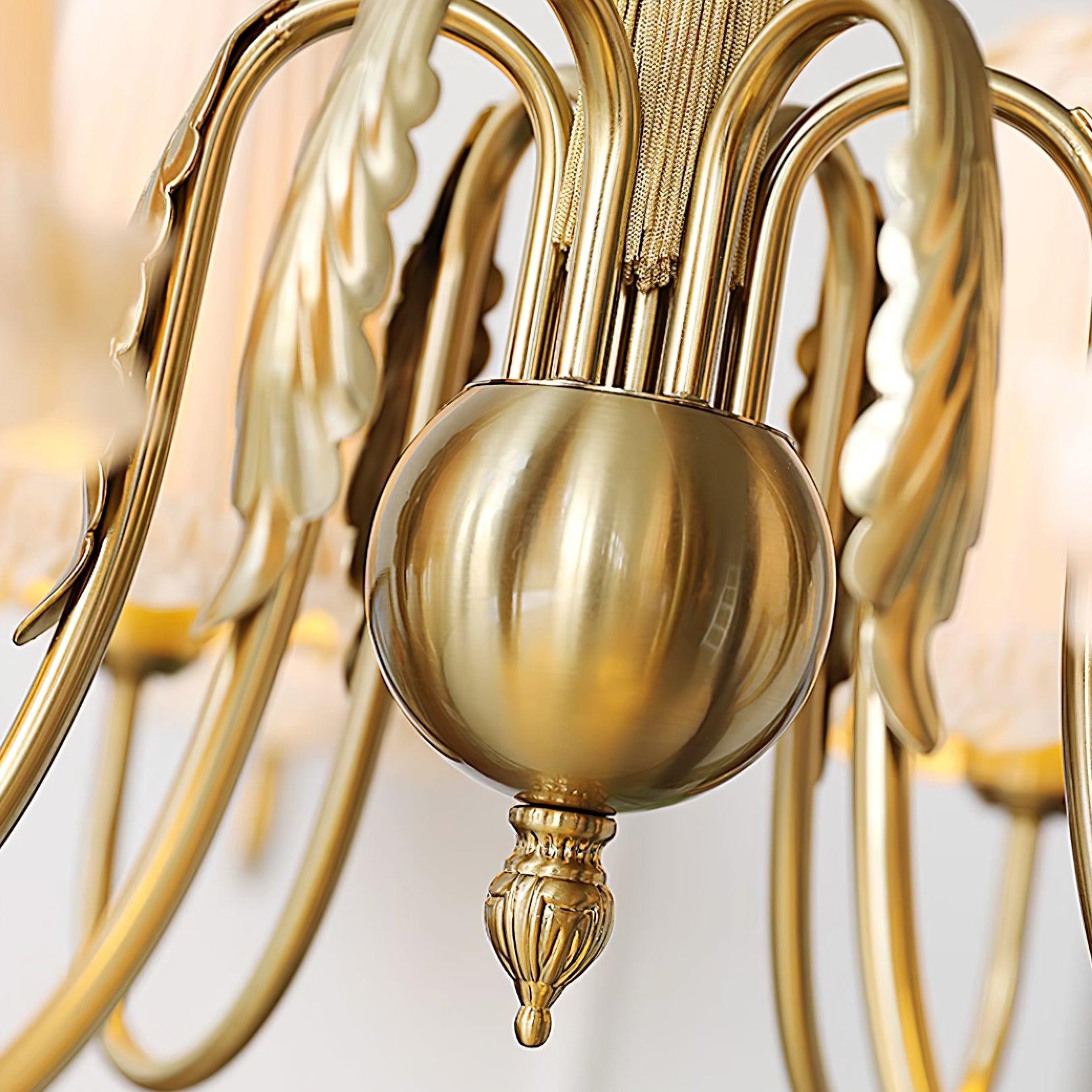 Faylin Vintage Brass Chandelier with Pleated Shades - Letslighting