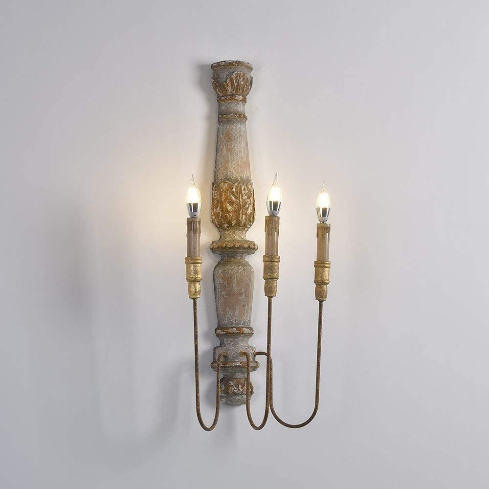 Vevenir Vintage Industrial Candle Wood Wall Lamp - Letslighting