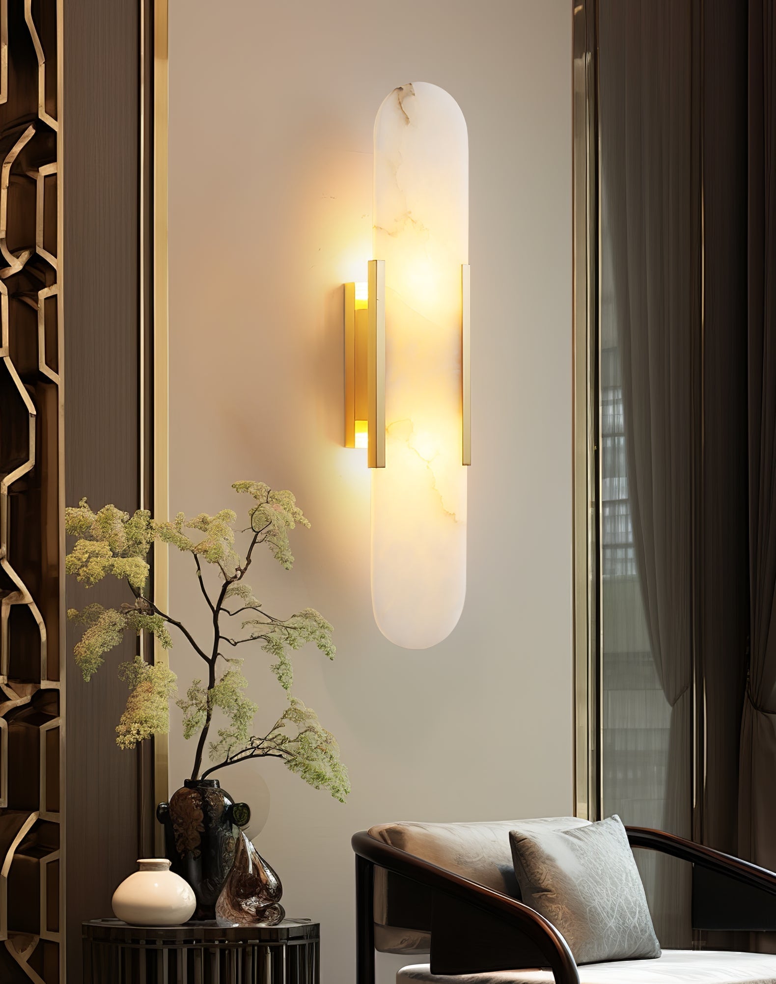 Corvina Oblong Alabaster Wall Light - Letslighting