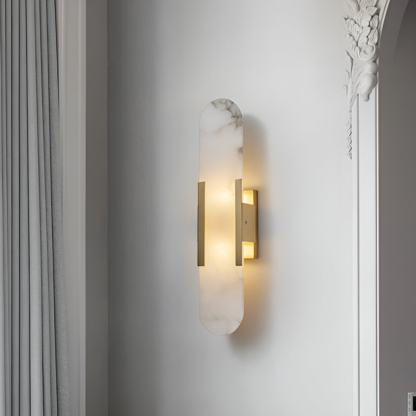 Kristy Luxury Elongated Alabaster Wall Lamp Copper Brass Black - Letslighting