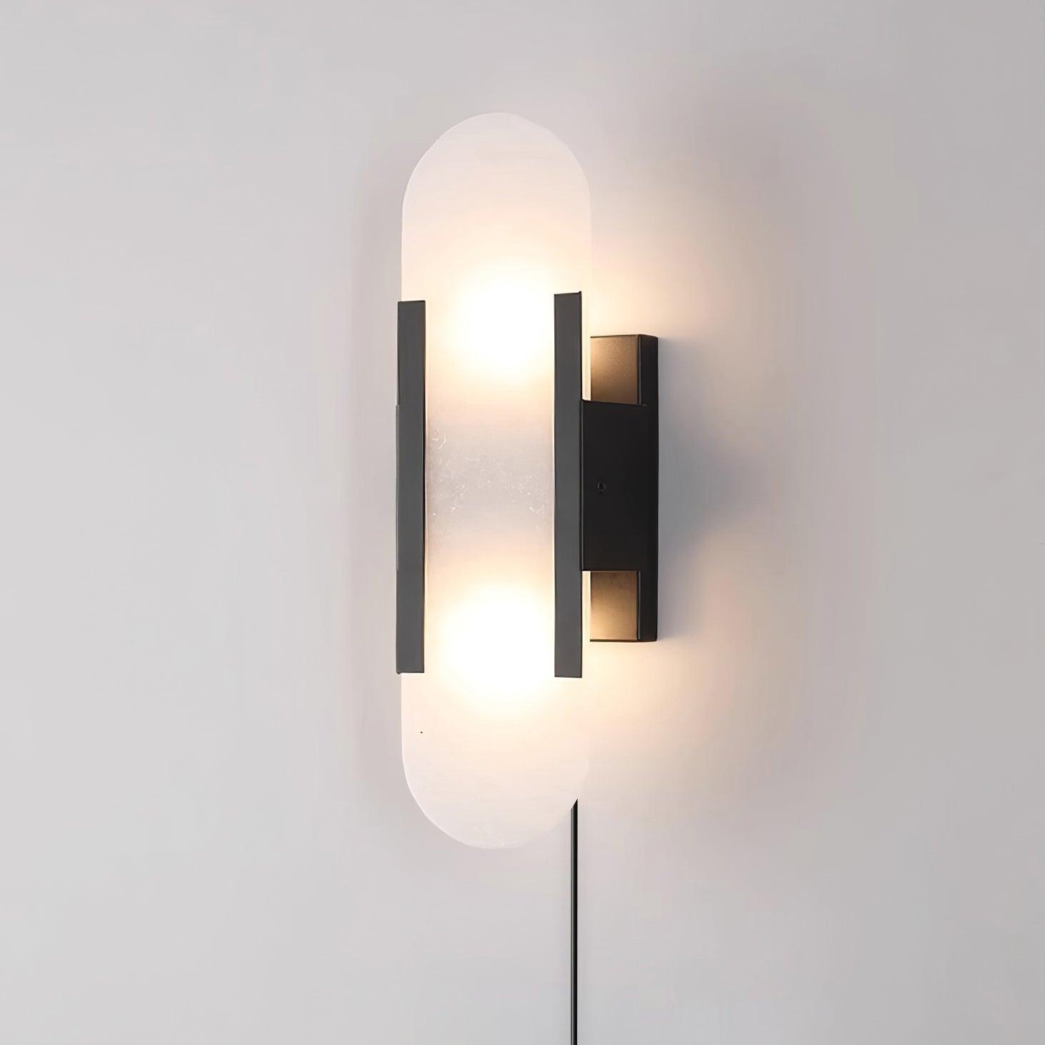 Kristy Luxury Elongated Alabaster Wall Lamp Copper Brass Black