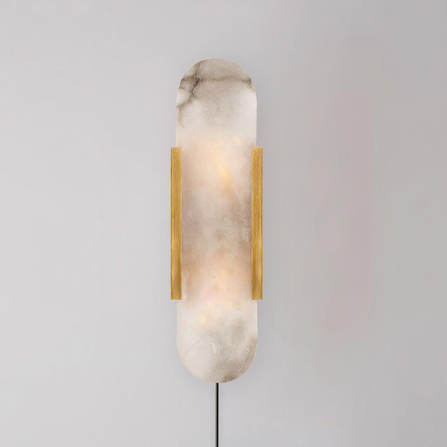 Kristy Luxury Elongated Alabaster Wall Lamp Copper Brass Black