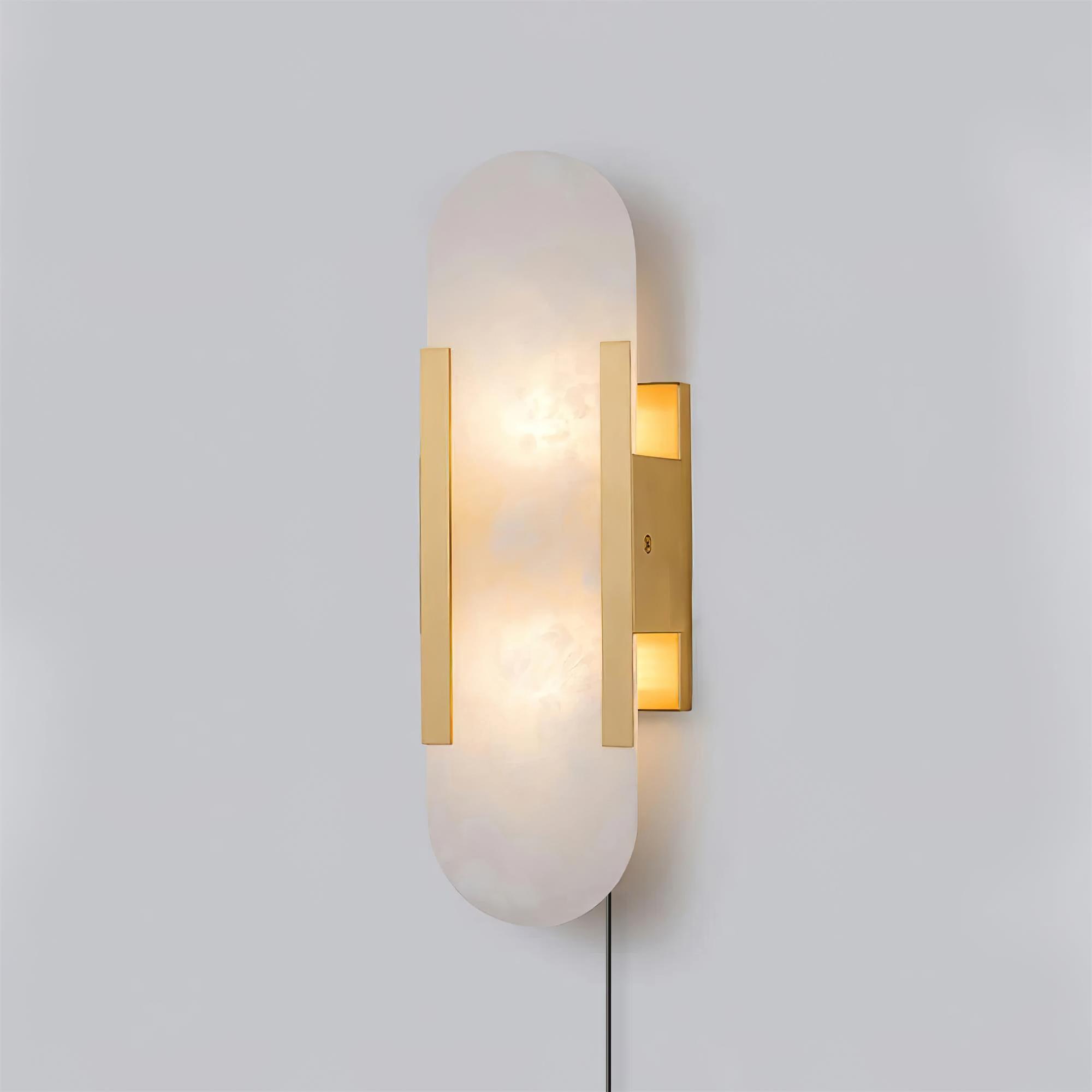 Kristy Luxury Elongated Alabaster Wall Lamp Copper Brass Black