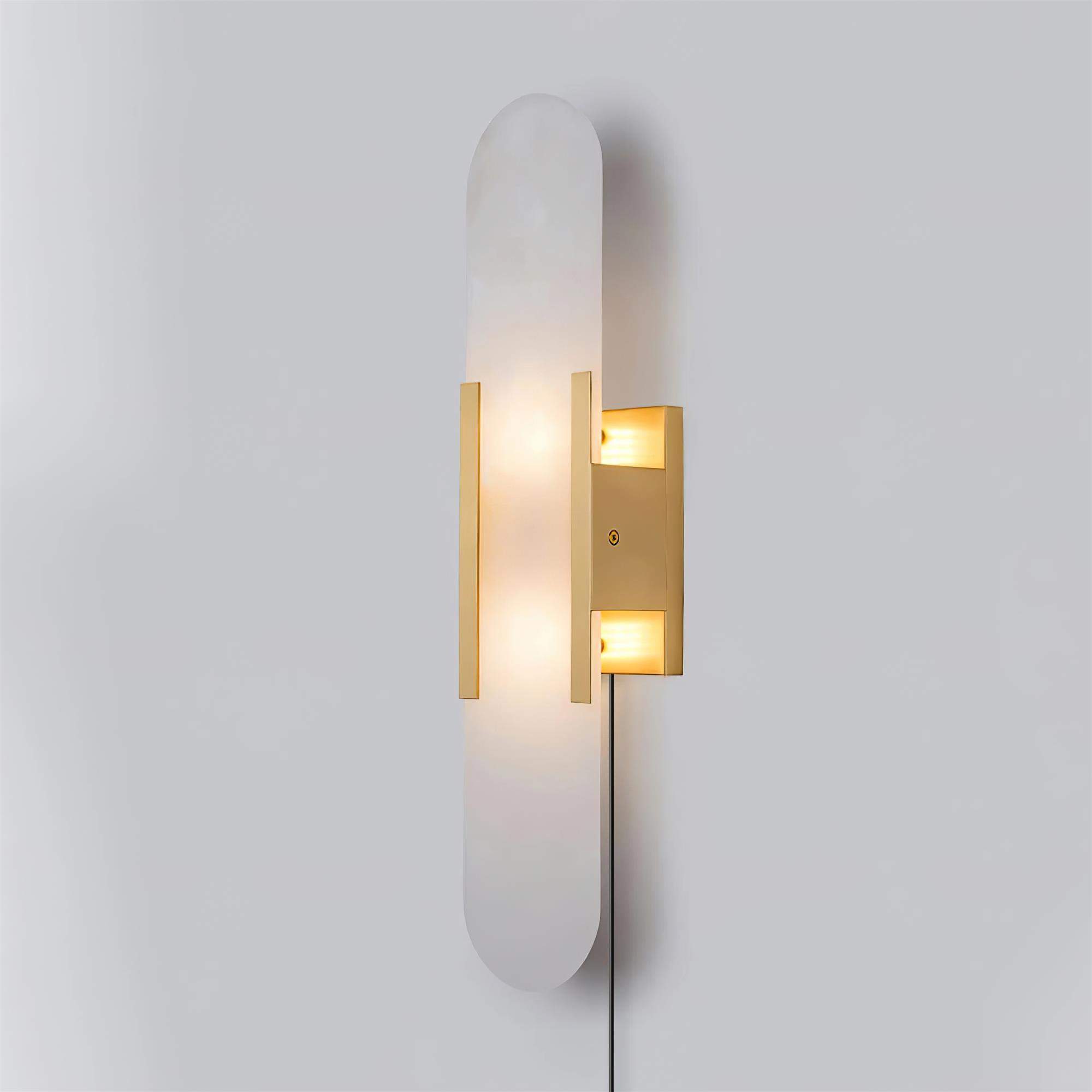 Kristy Luxury Elongated Alabaster Wall Lamp Copper Brass Black