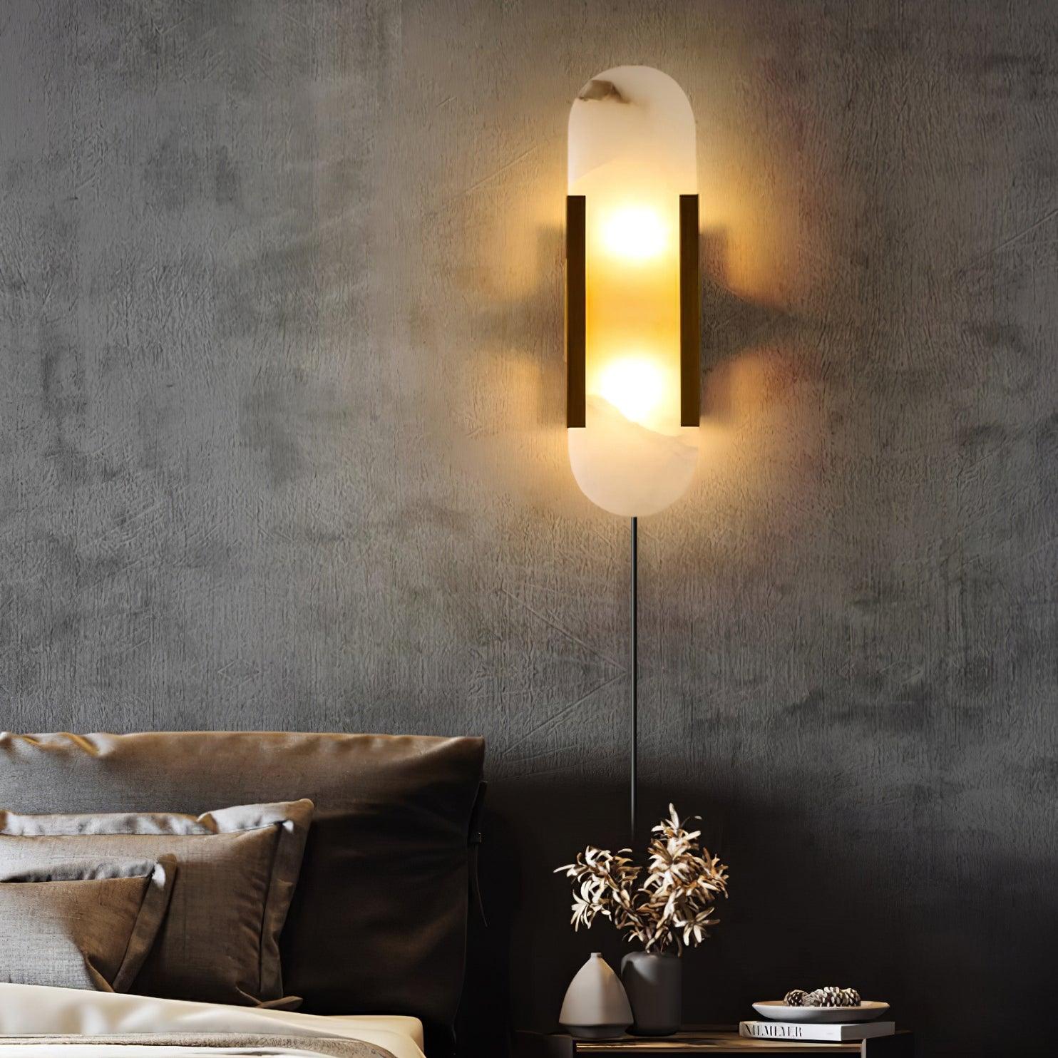 Kristy Luxury Elongated Alabaster Wall Lamp Copper Brass Black
