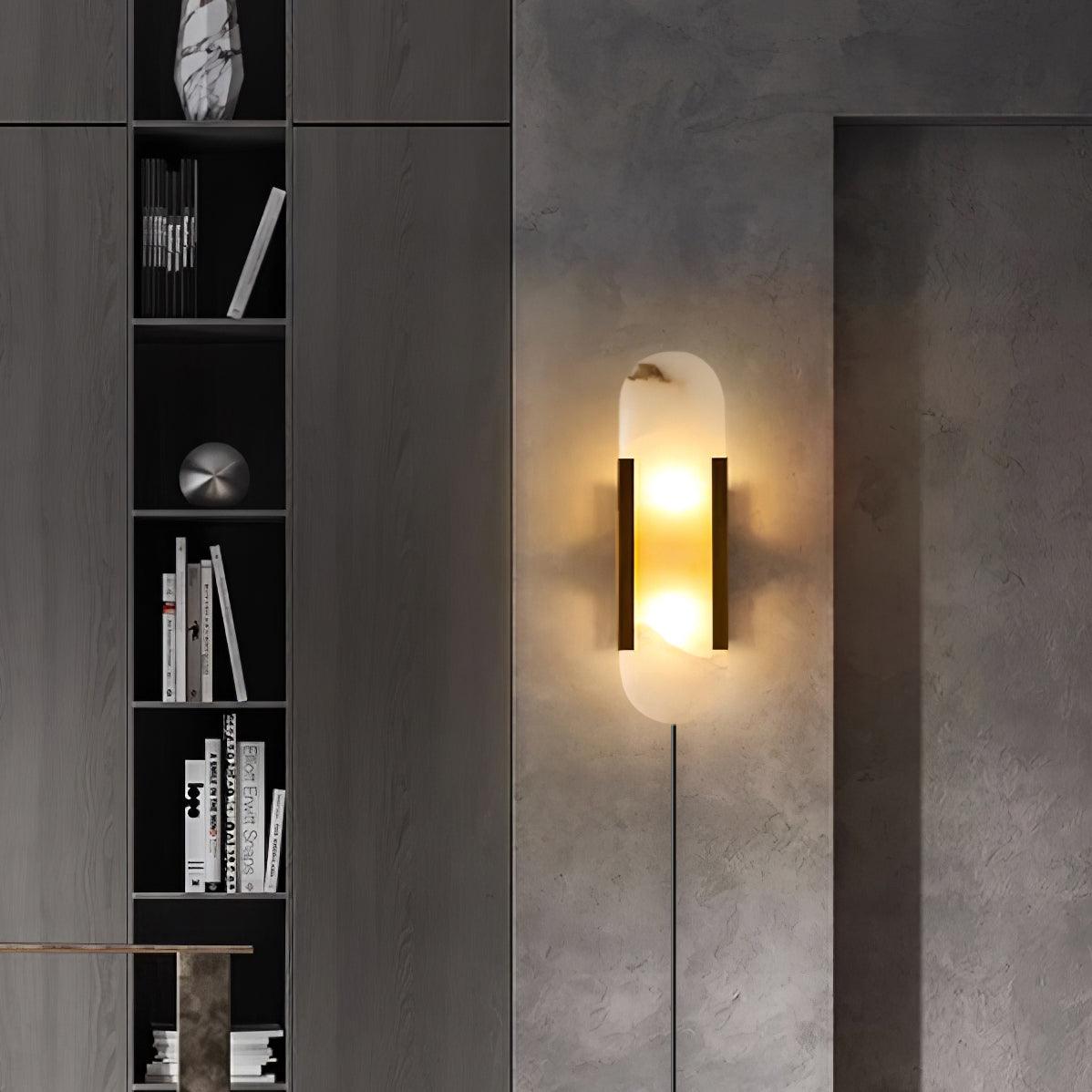 Kristy Luxury Elongated Alabaster Wall Lamp Copper Brass Black