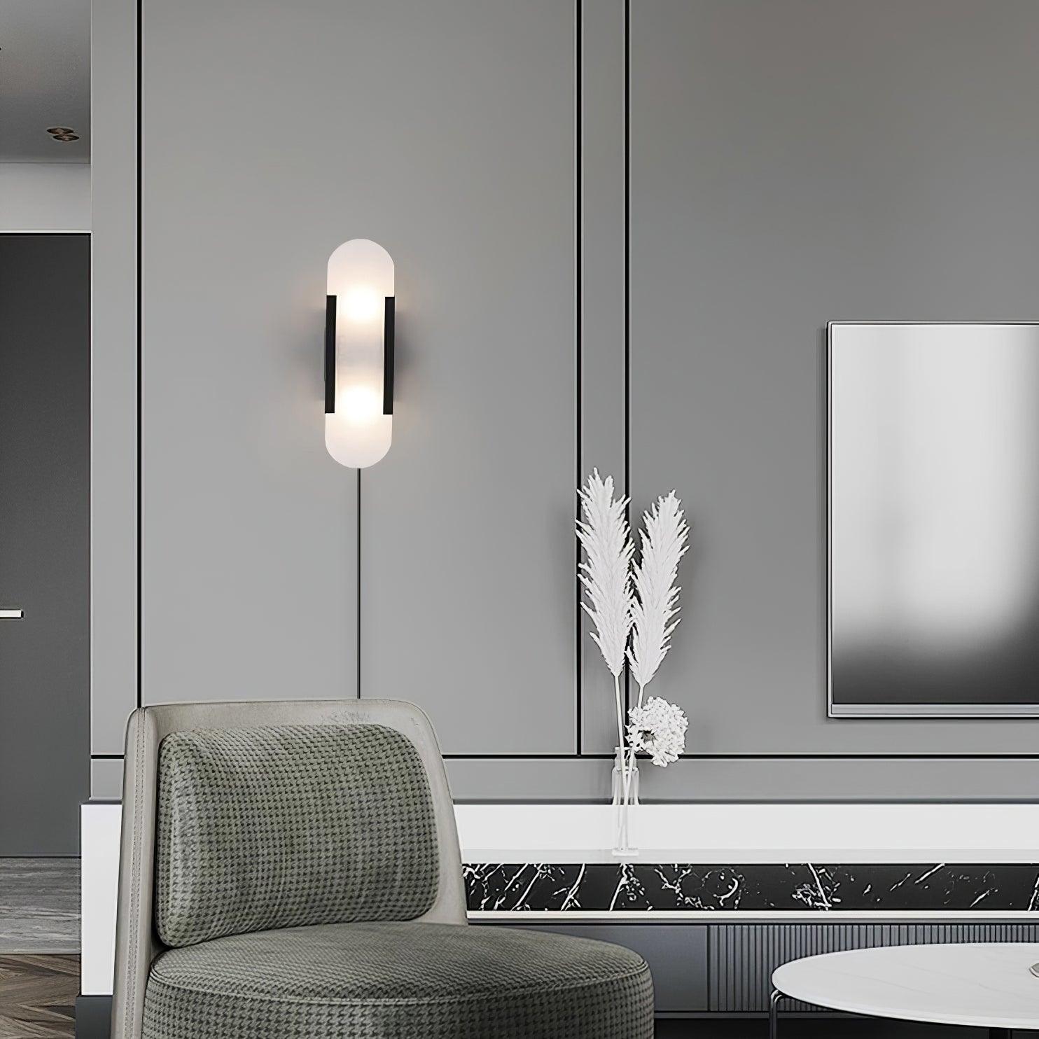 Kristy Luxury Elongated Alabaster Wall Lamp Copper Brass Black