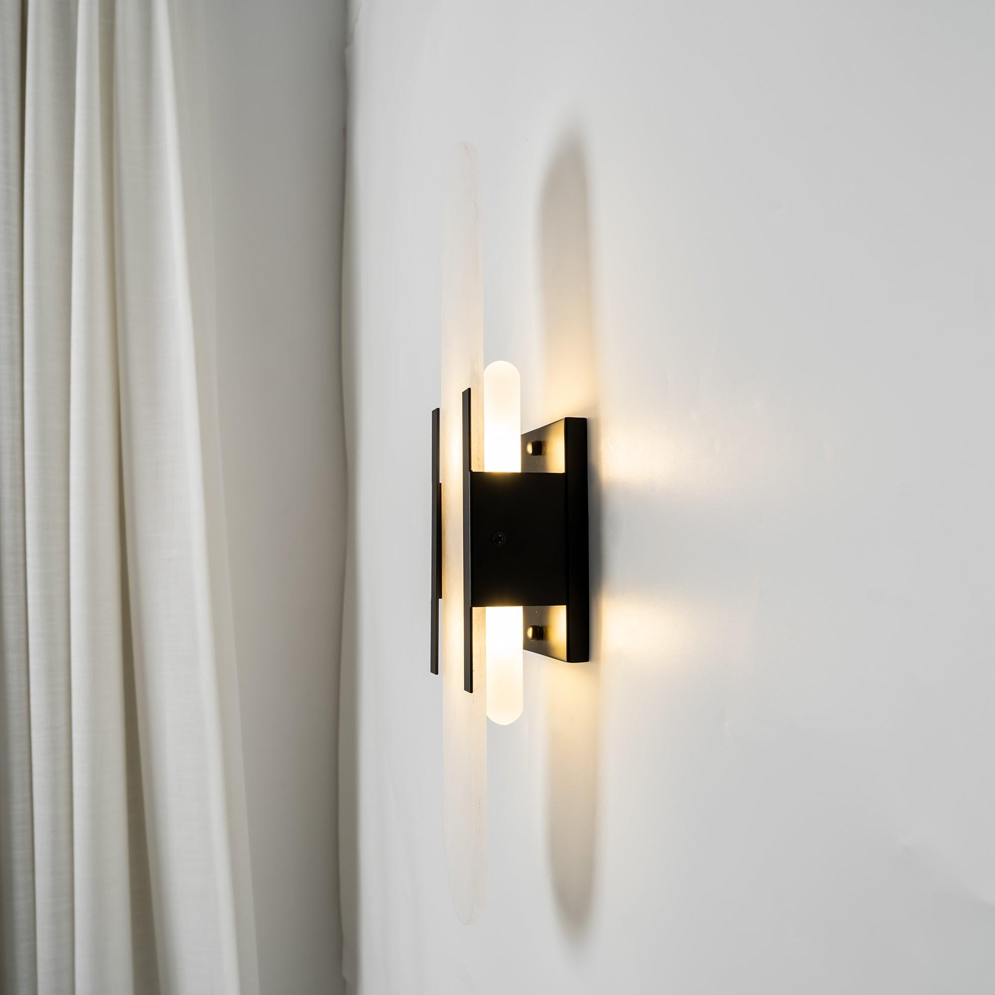 Kristy Luxury Elongated Alabaster Wall Lamp Copper Brass Black - Letslighting