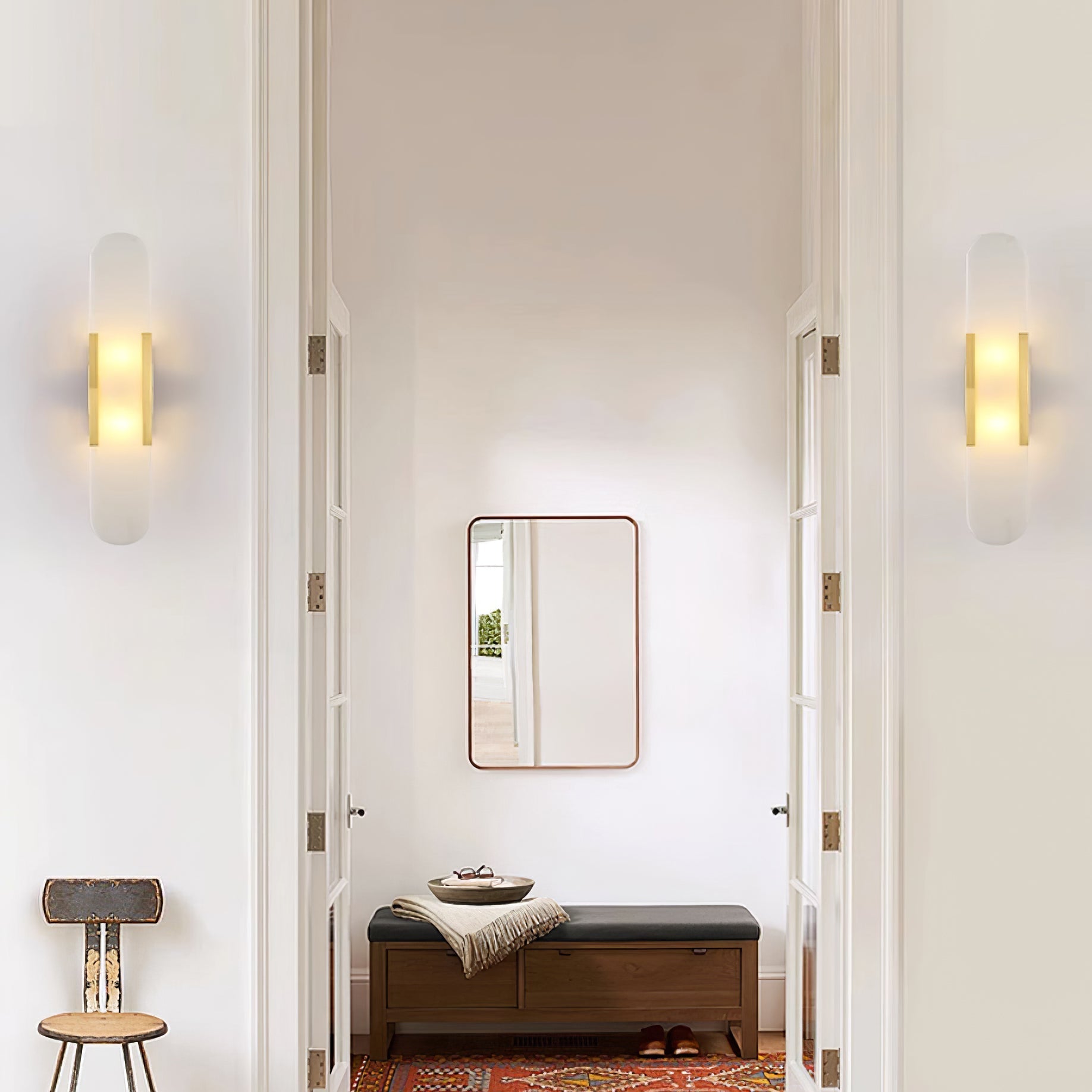 Kristy Luxury Elongated Alabaster Wall Lamp Copper Brass Black - Letslighting
