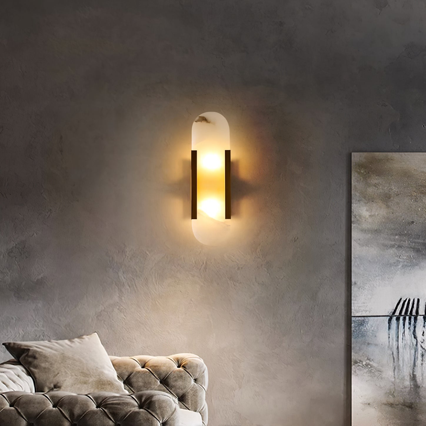 Kristy Luxury Elongated Alabaster Wall Lamp Copper Brass Black - Letslighting
