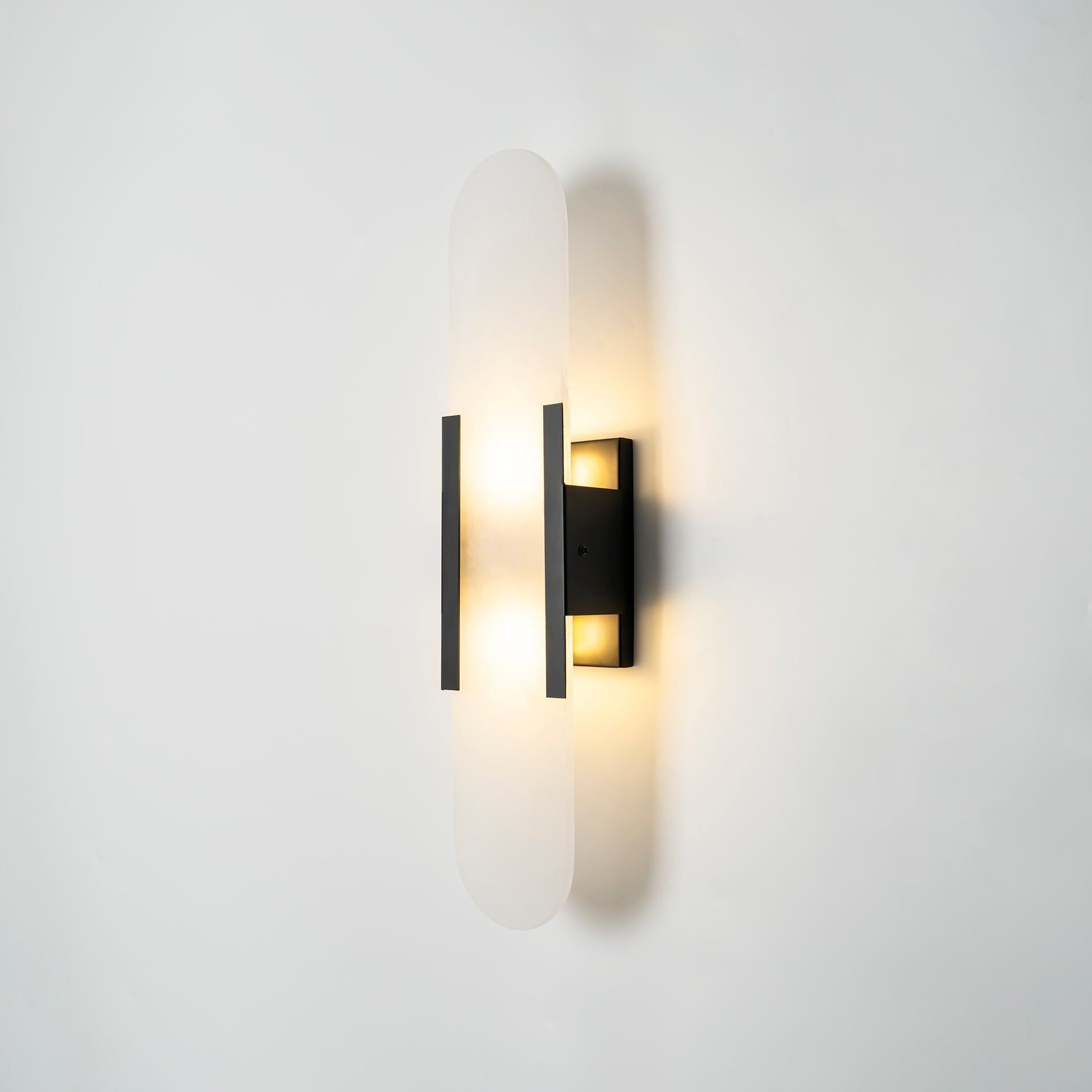 Kristy Luxury Elongated Alabaster Wall Lamp Copper Brass Black - Letslighting