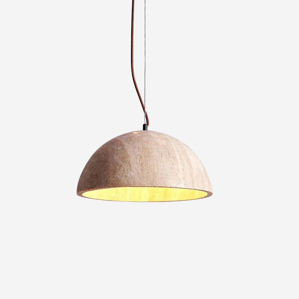 Pendant Lamp Travertine Dome Shade Industrial Chic Soft Glow - Letslighting