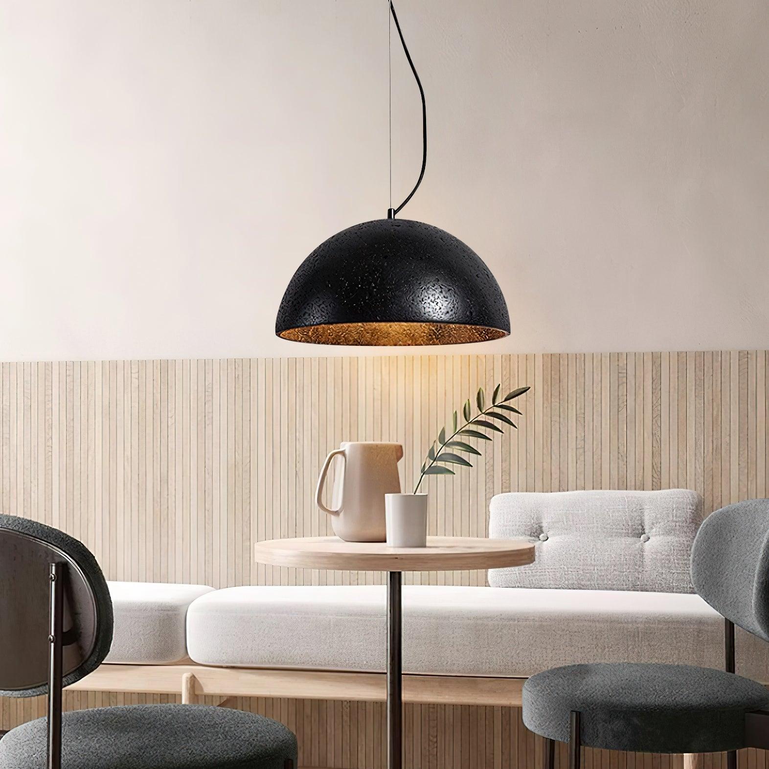 Pendant Lamp Travertine Dome Shade Industrial Chic Soft Glow - Letslighting