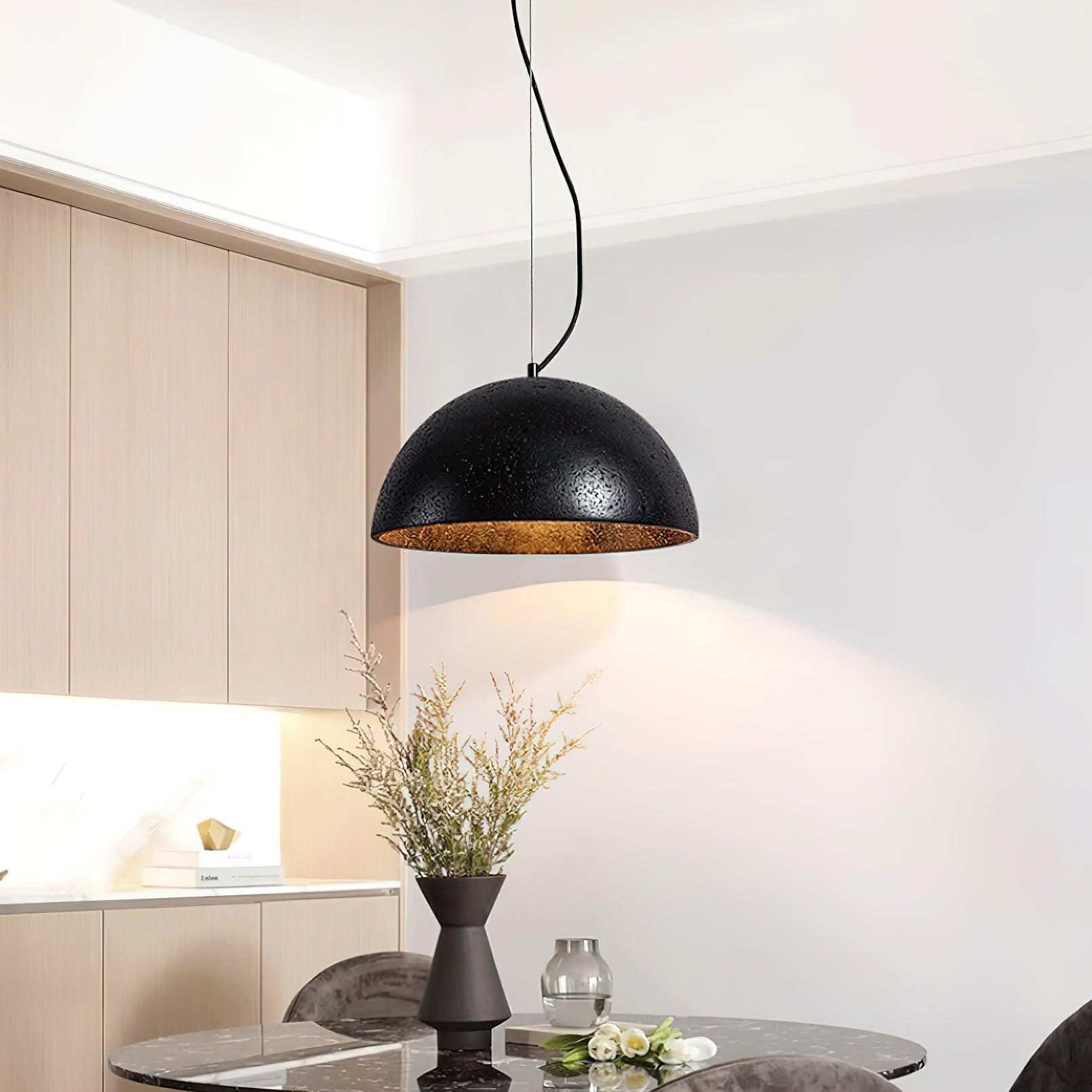 Pendant Lamp Travertine Dome Shade Industrial Chic Soft Glow - Letslighting
